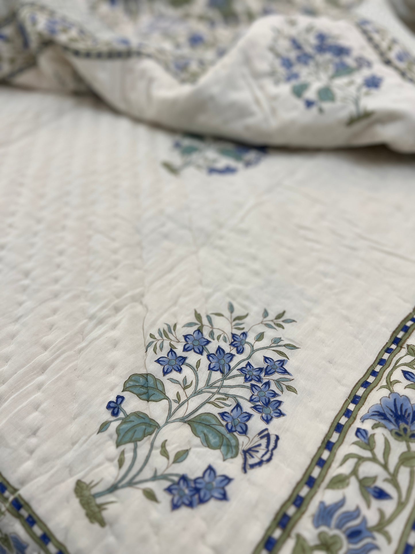 Reversible Hand Block Quilt | Single size | 60*90 Inches | Enchanting Vines