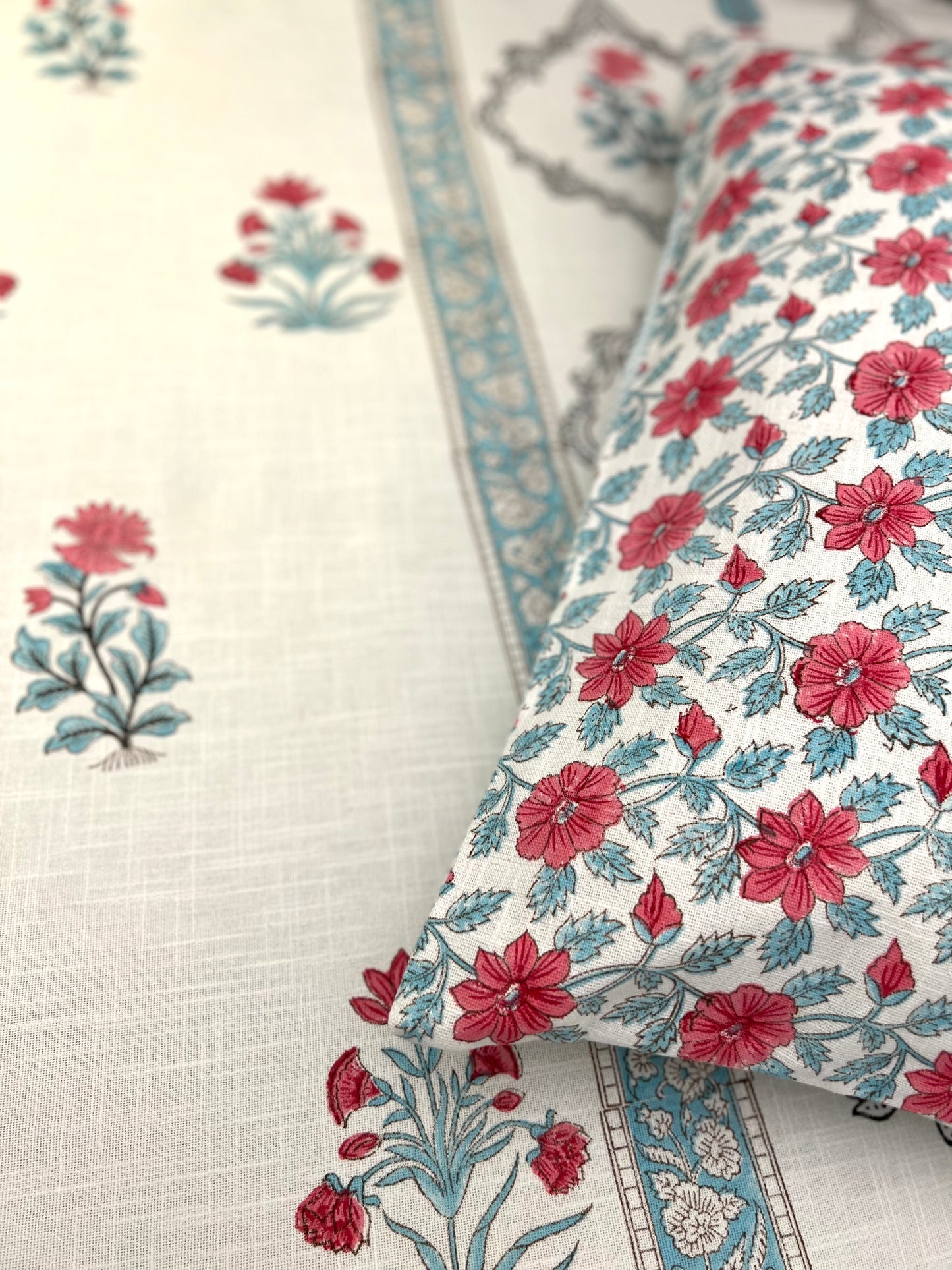 Slub Cotton Bedcover | King Size | Hand Block | 90*108 inches | Intricate Jaal