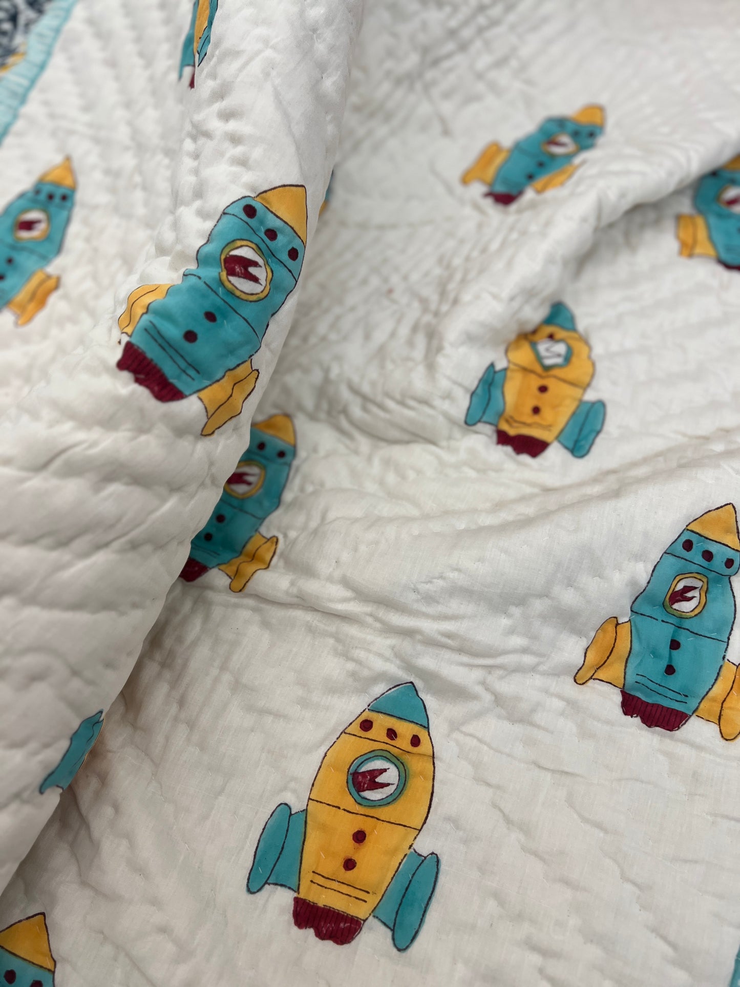 Reversible Hand Block Baby Quilt | 40*60 Inches | Fly High