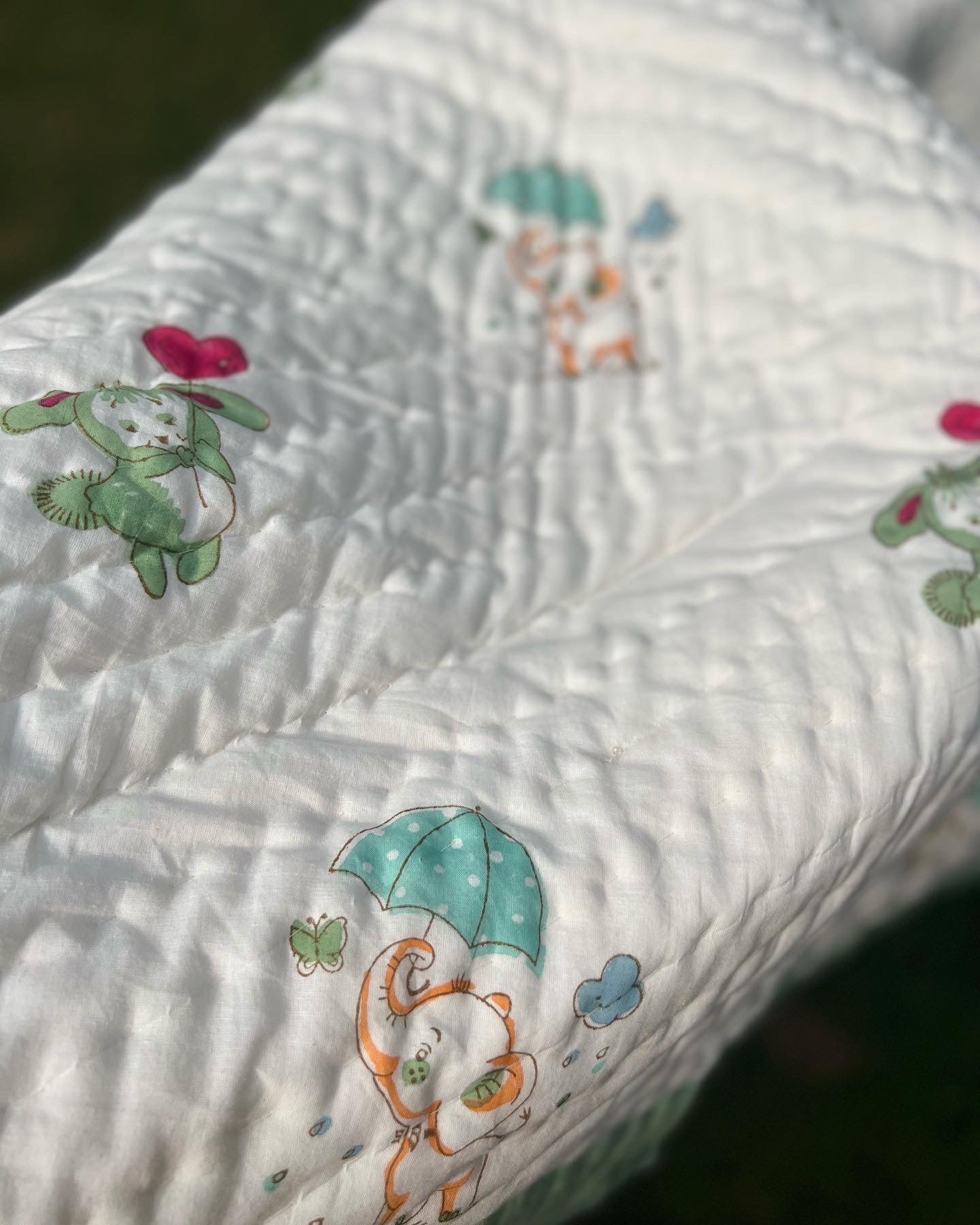 Reversible Hand Block Baby Quilt | 40*60 Inches | Lil' Paws