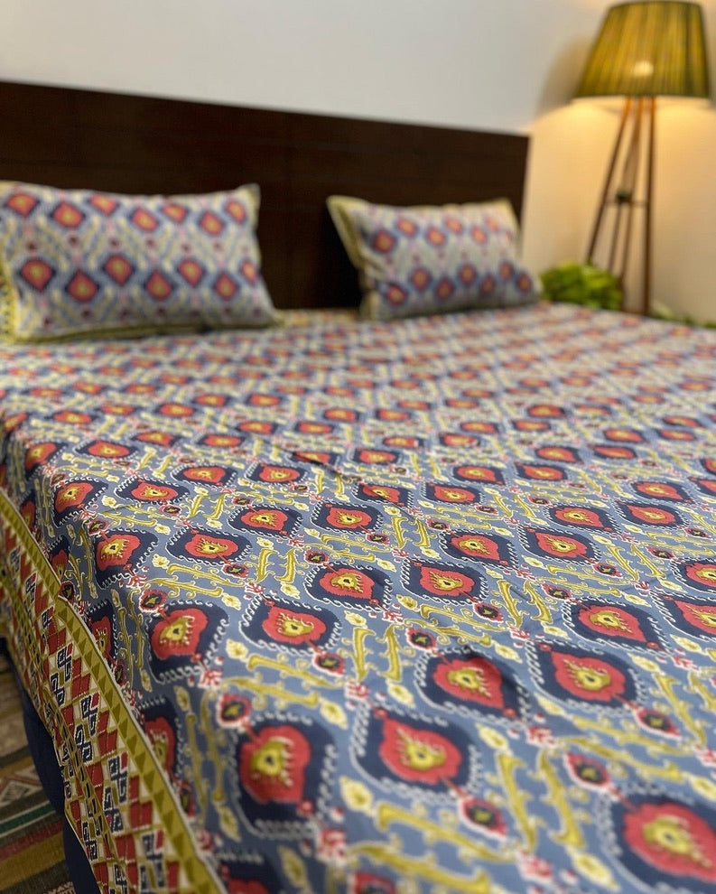 Super King Size | 108*108 inches | Shades of Blue & Green