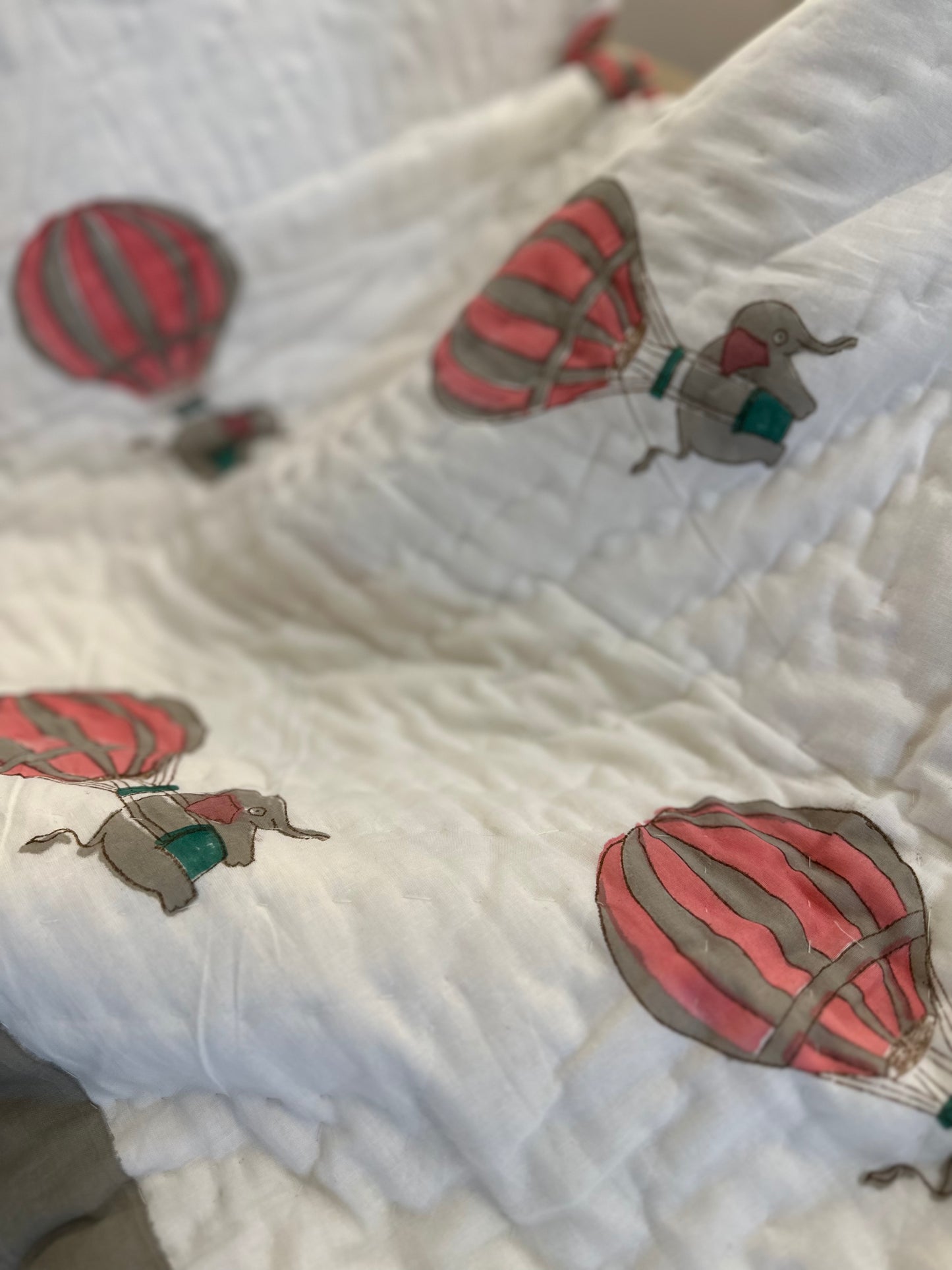 Reversible Hand Block Baby Quilt | 40*60 Inches | Parachute