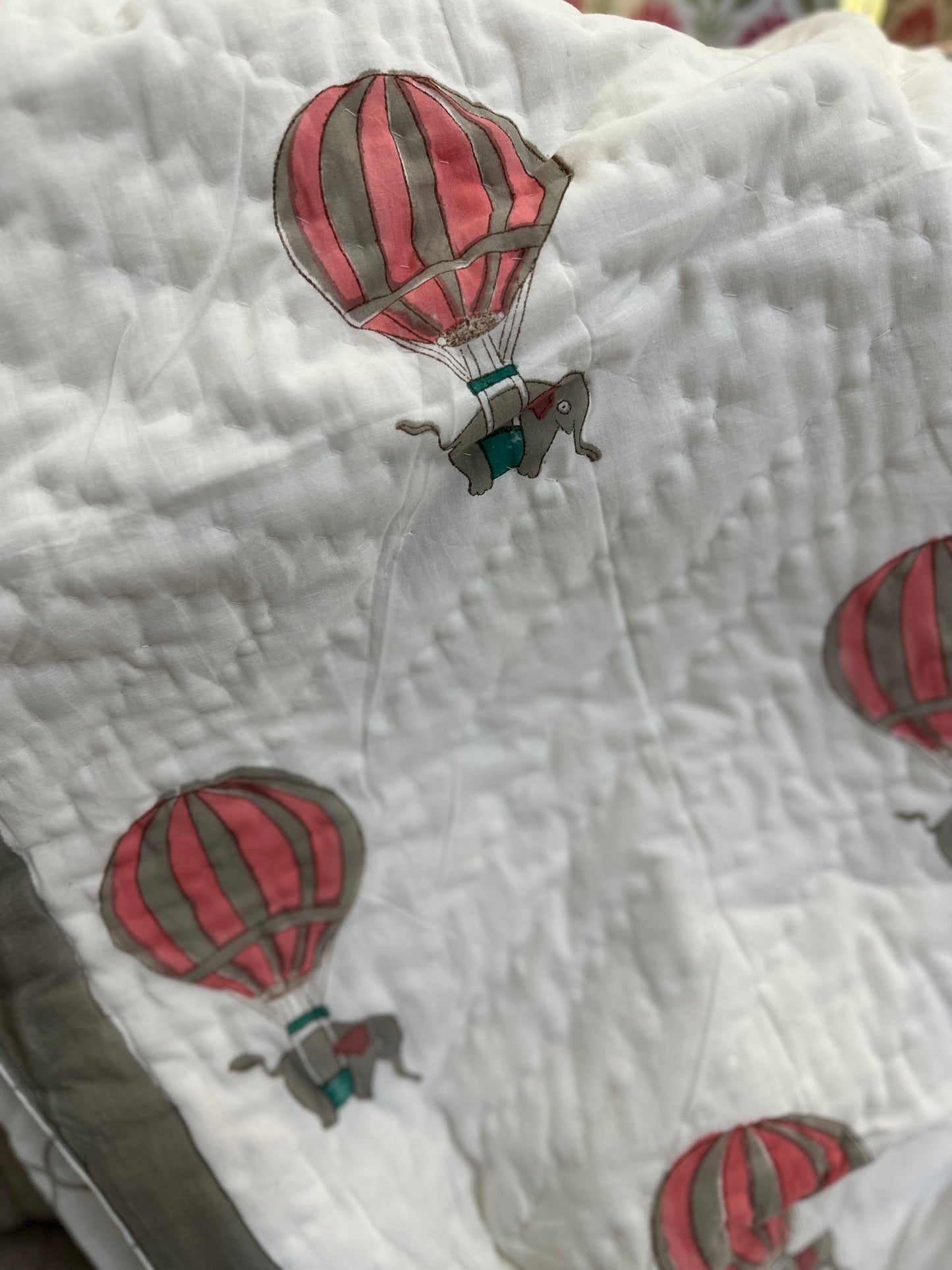 Reversible Hand Block Baby Quilt | 40*60 Inches | Parachute