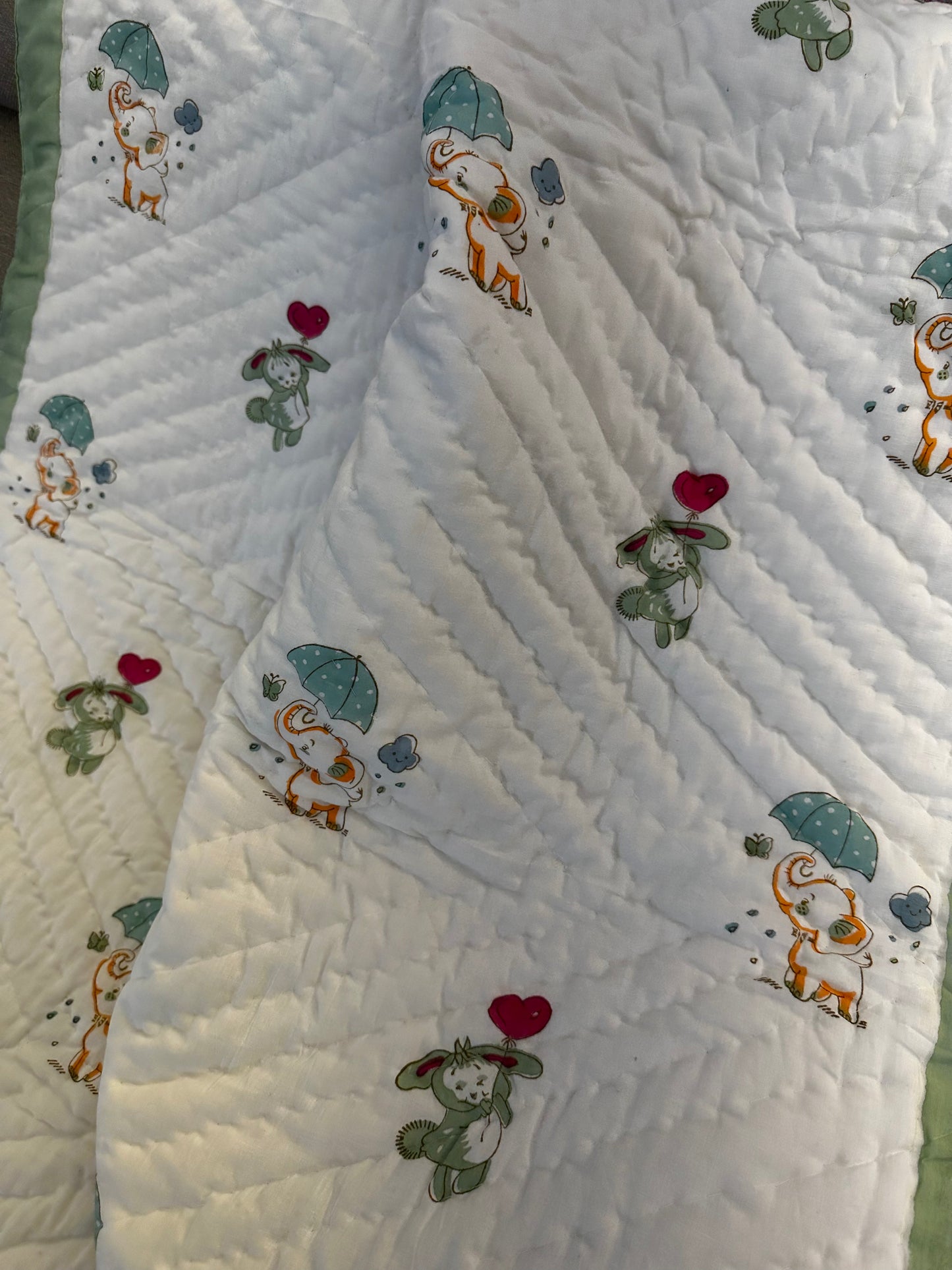 Reversible Hand Block Baby Quilt | 40*60 Inches | Lil' Paws