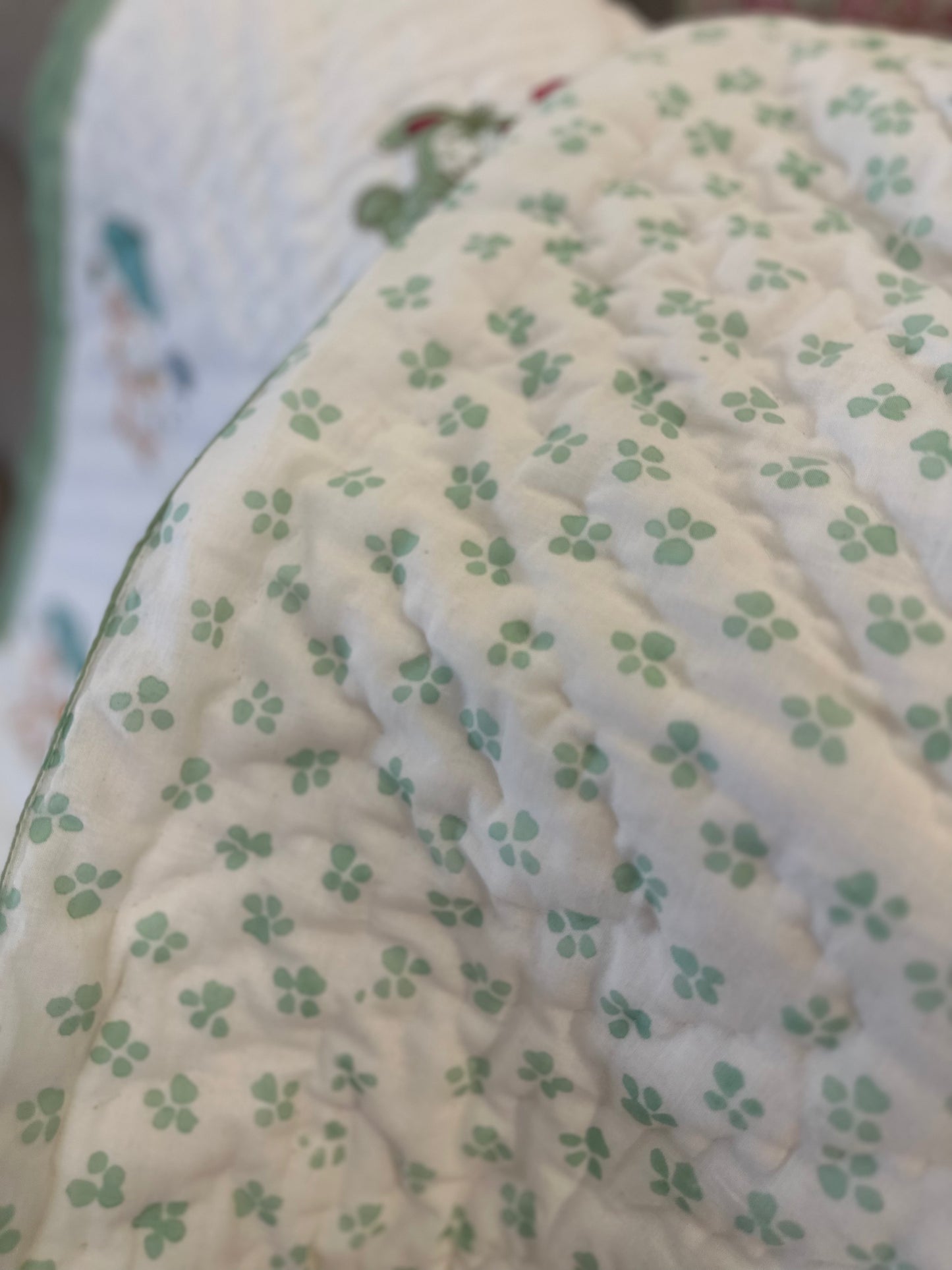 Reversible Hand Block Baby Quilt | 40*60 Inches | Lil' Paws
