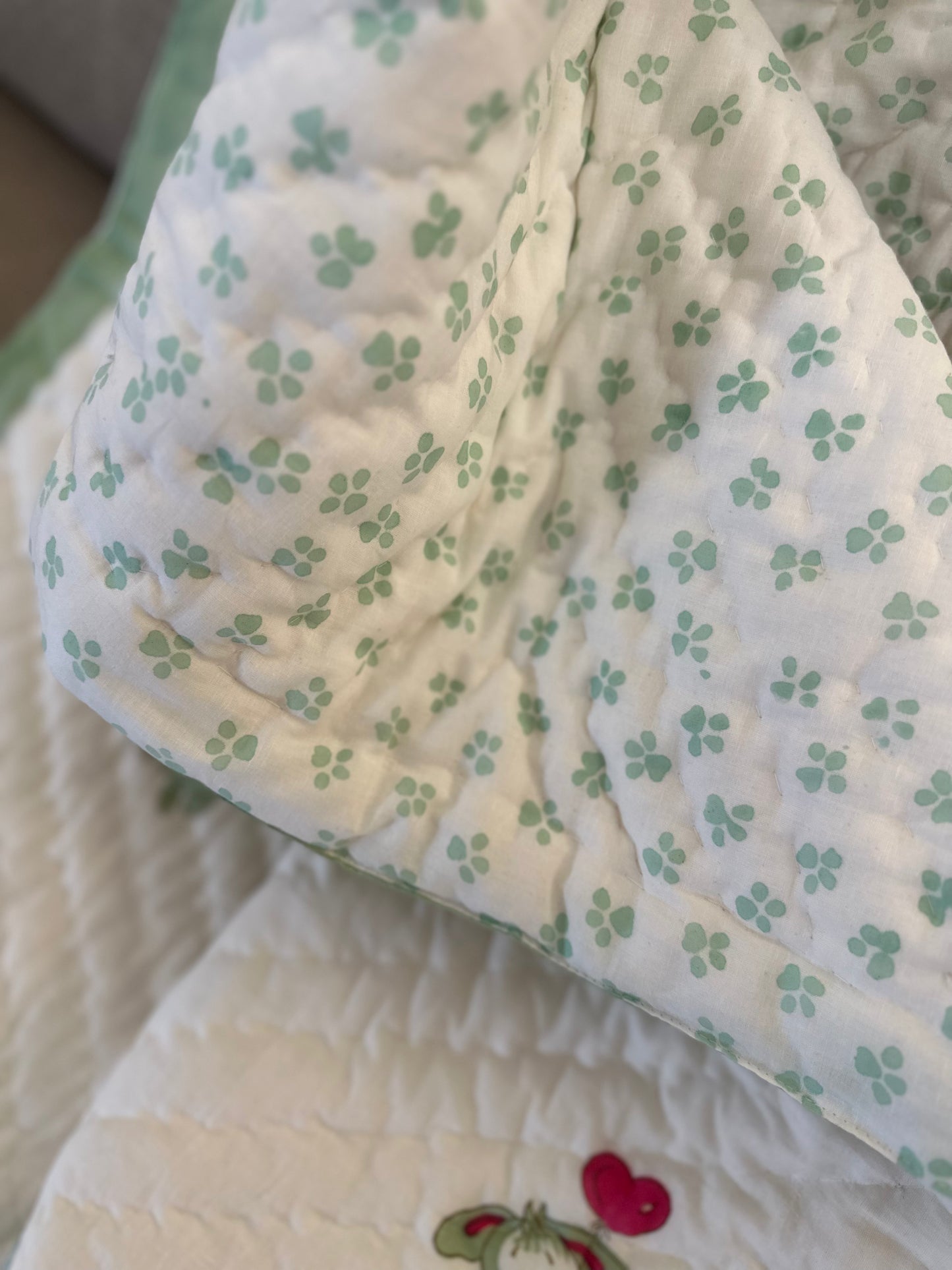Reversible Hand Block Baby Quilt | 40*60 Inches | Lil' Paws