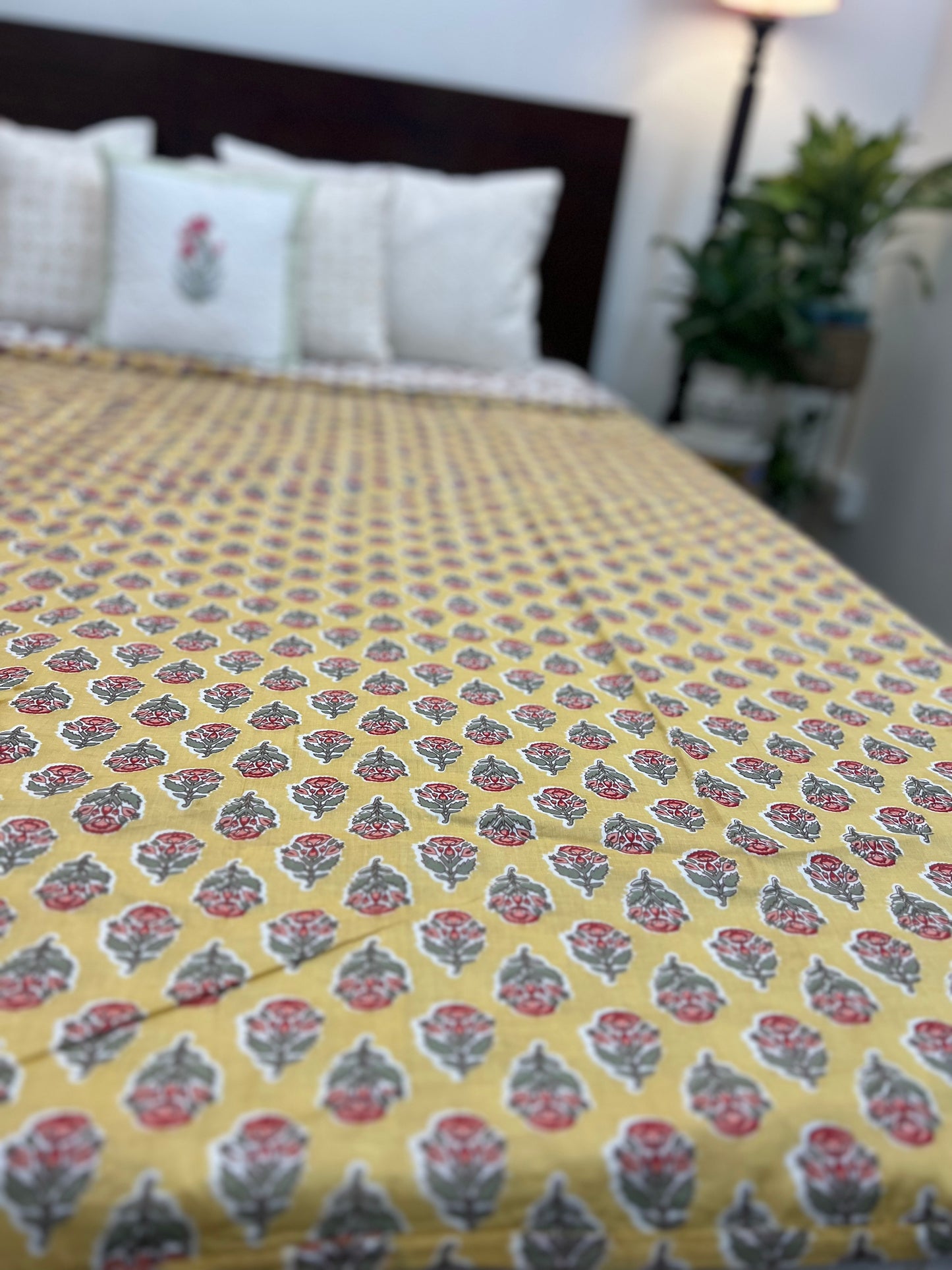 Reversible Hand Print Dohar | King Size | 90*108 Inches | Basant