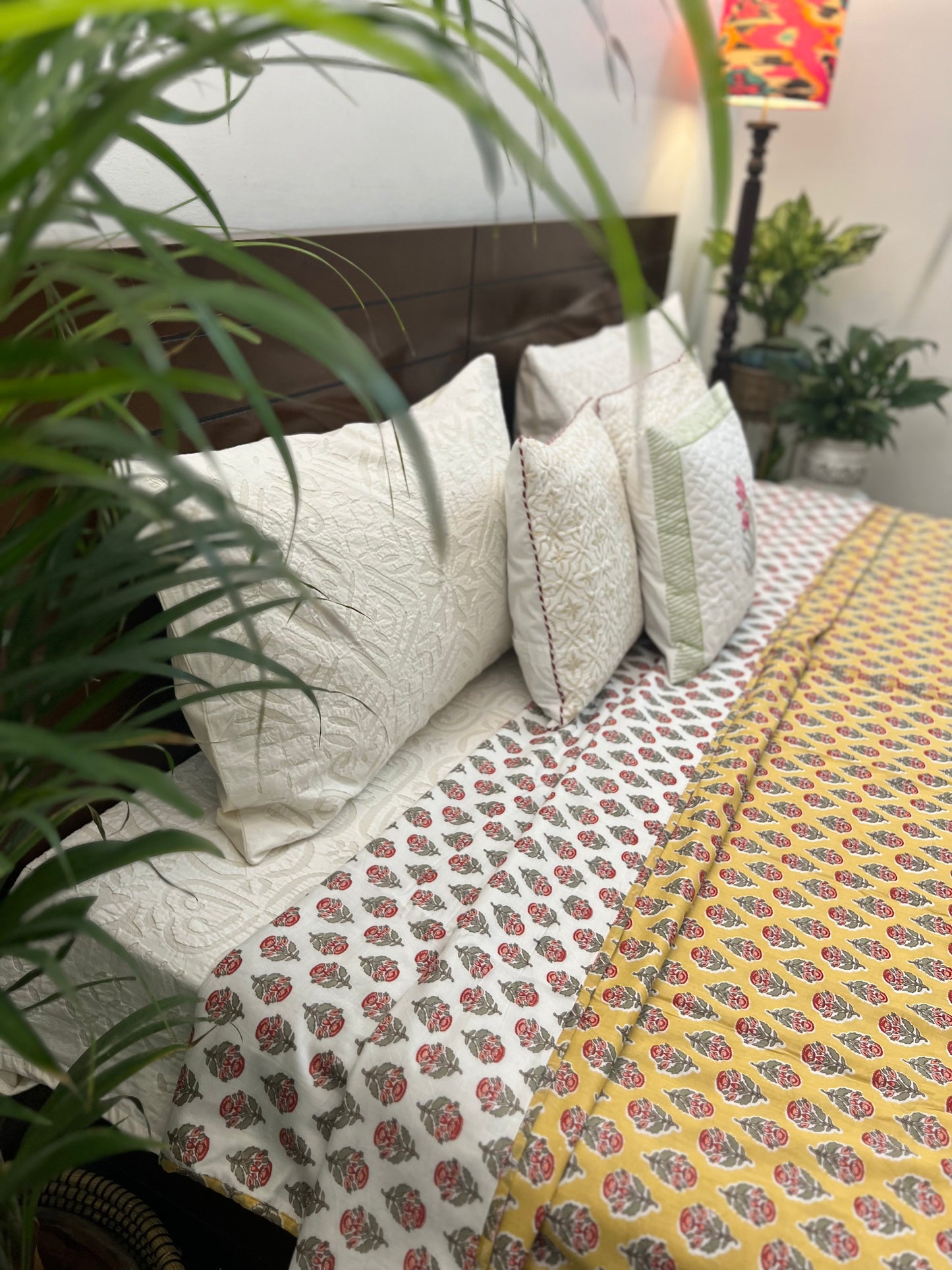 Reversible Hand Print Dohar | King Size | 90*108 Inches | Basant