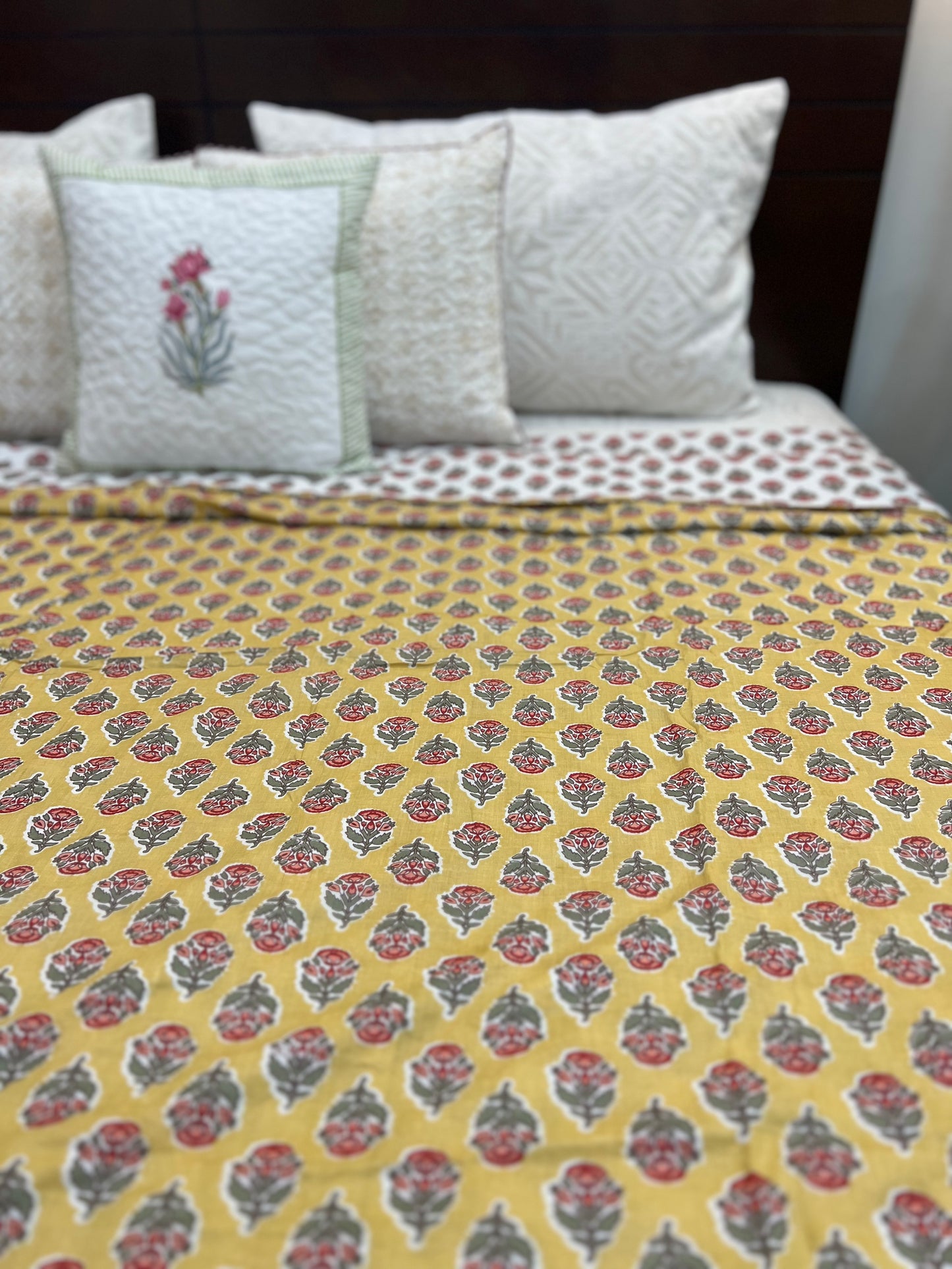 Reversible Hand Print Dohar | King Size | 90*108 Inches | Basant