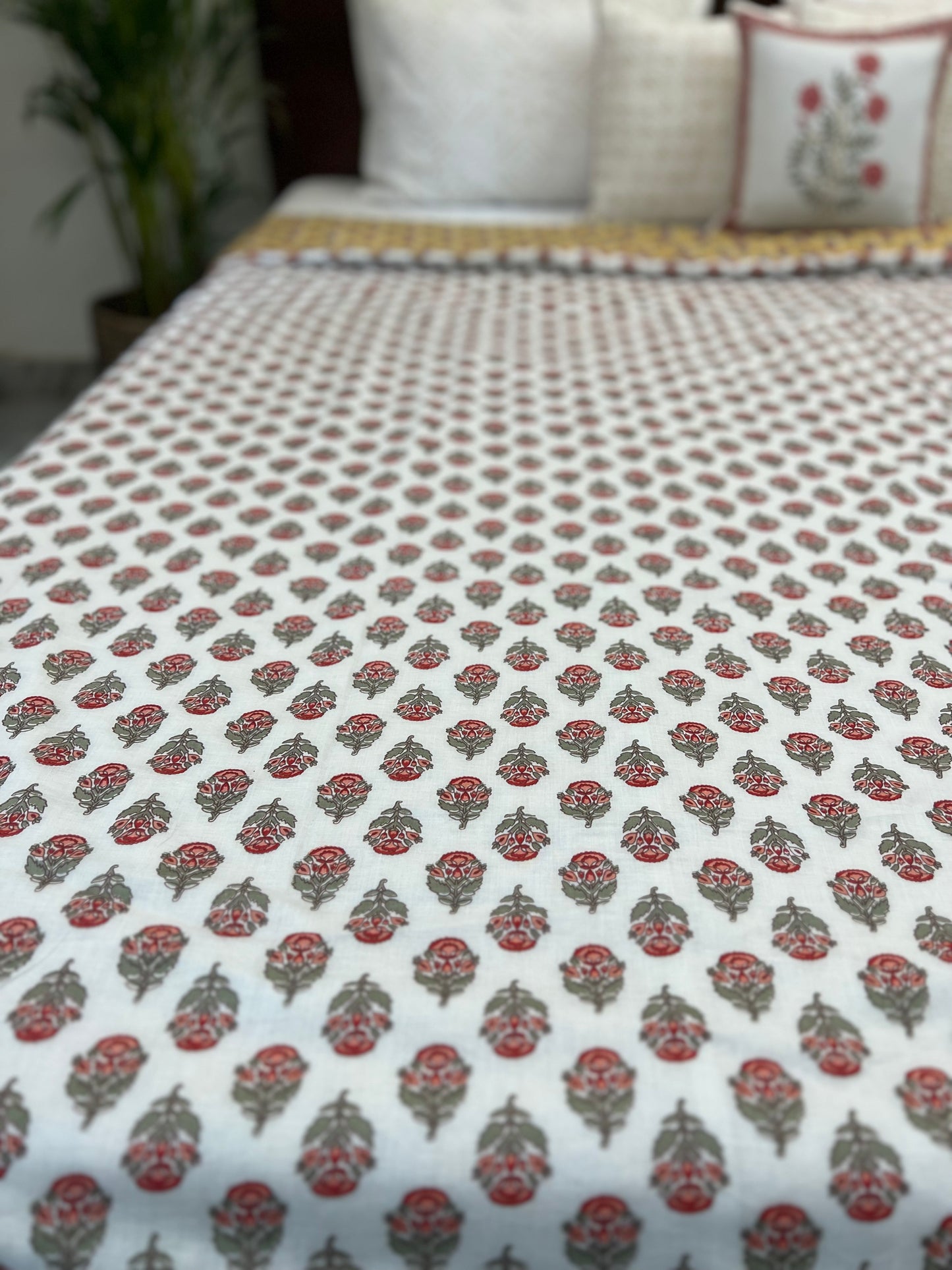 Reversible Hand Print Dohar | King Size | 90*108 Inches | Basant