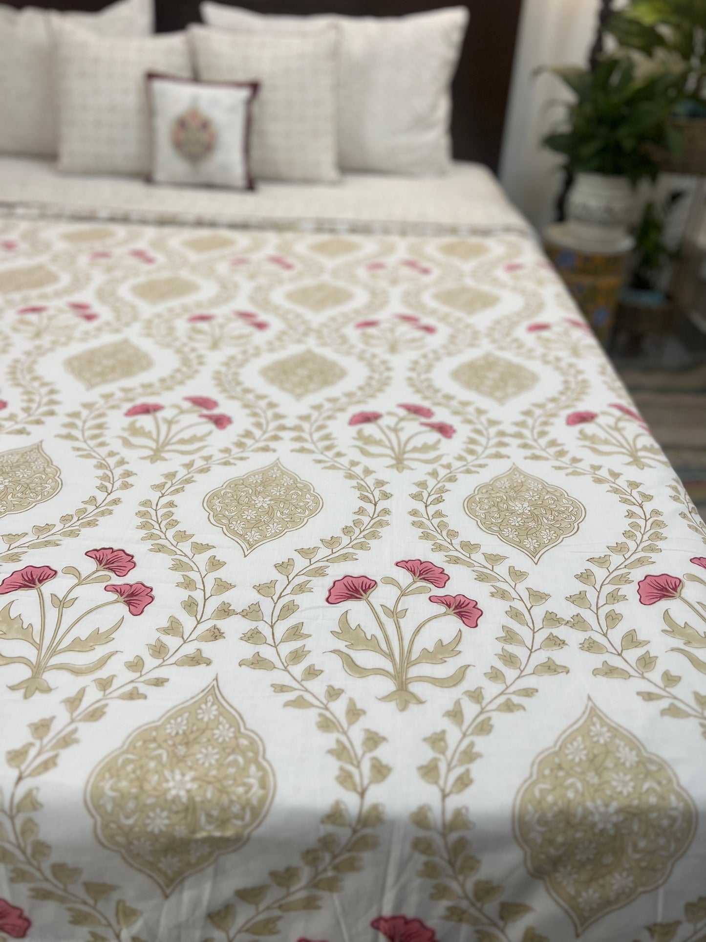 Reversible Hand Block Dohar | King Size | 90*108 Inches | The Golden Light