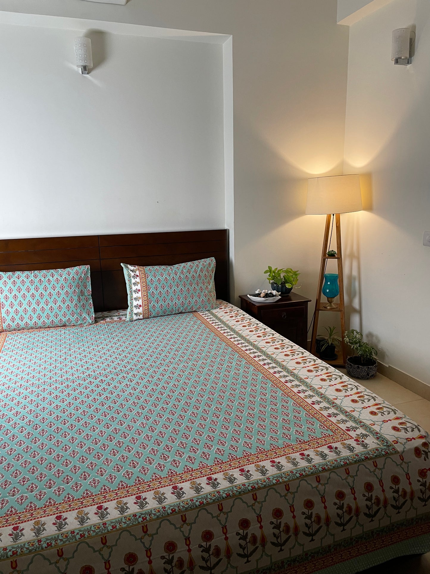 Turquoise Booti- Bedsheet