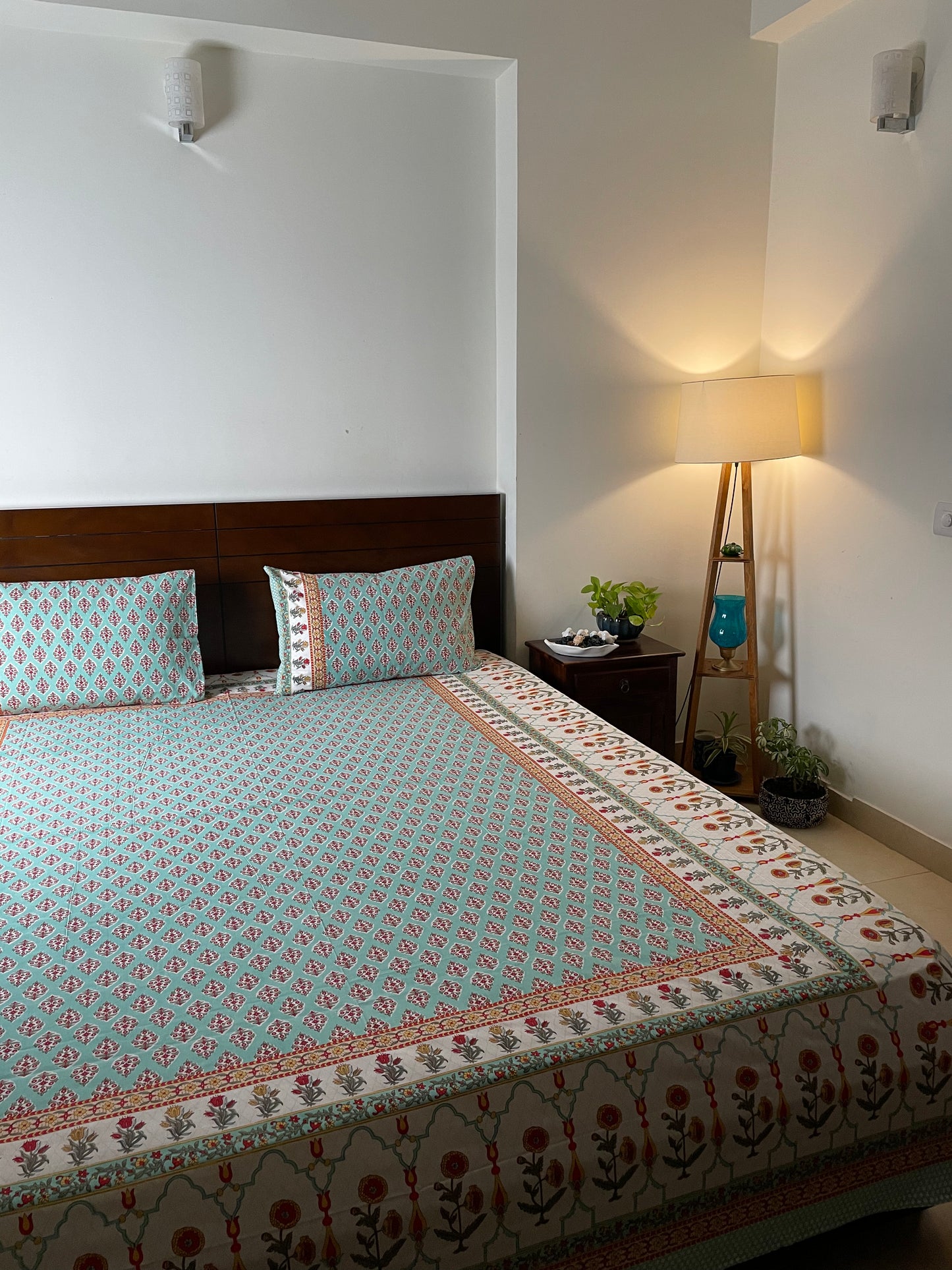 Turquoise Booti- Bedsheet