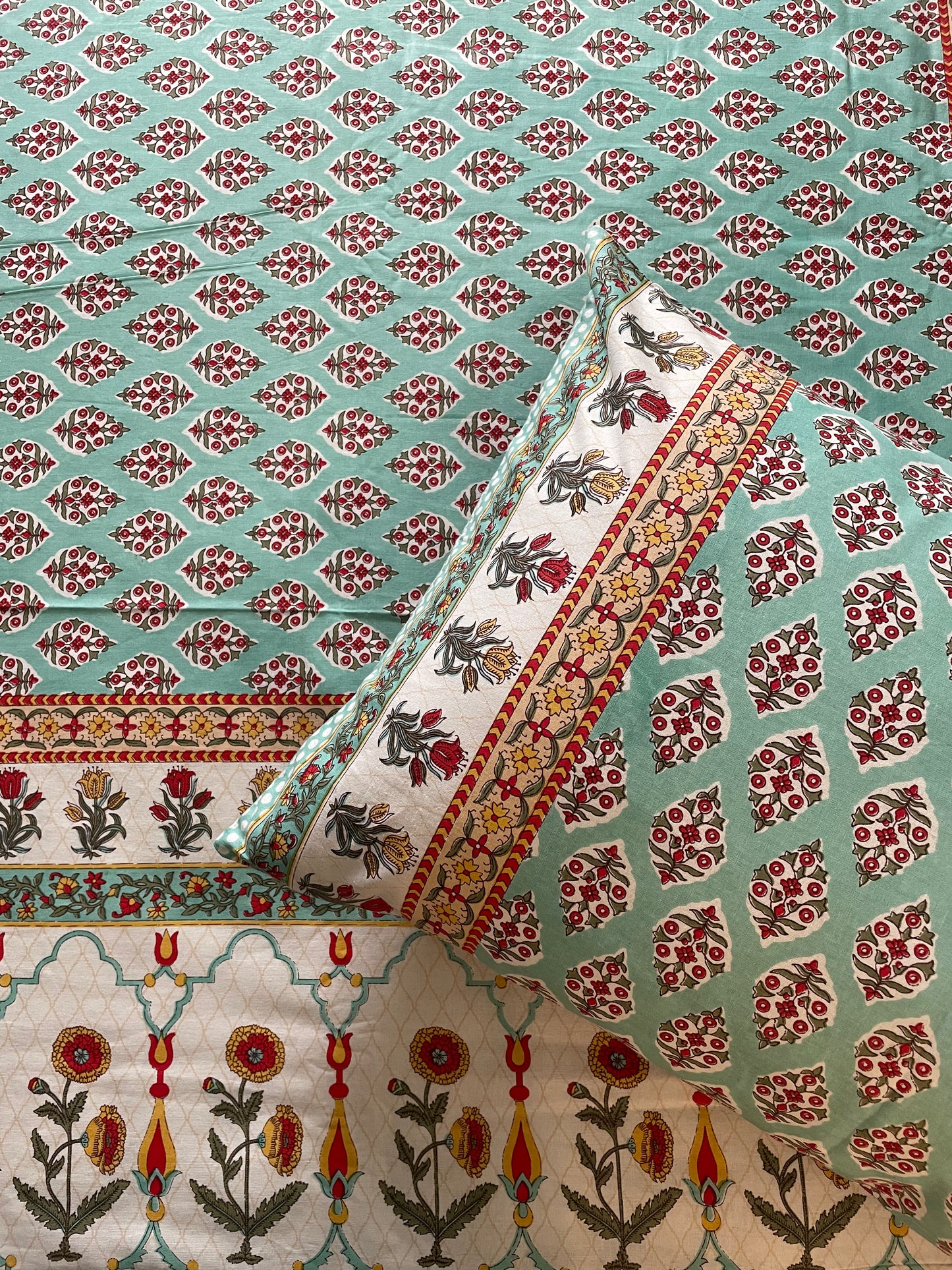 Turquoise Booti- Bedsheet