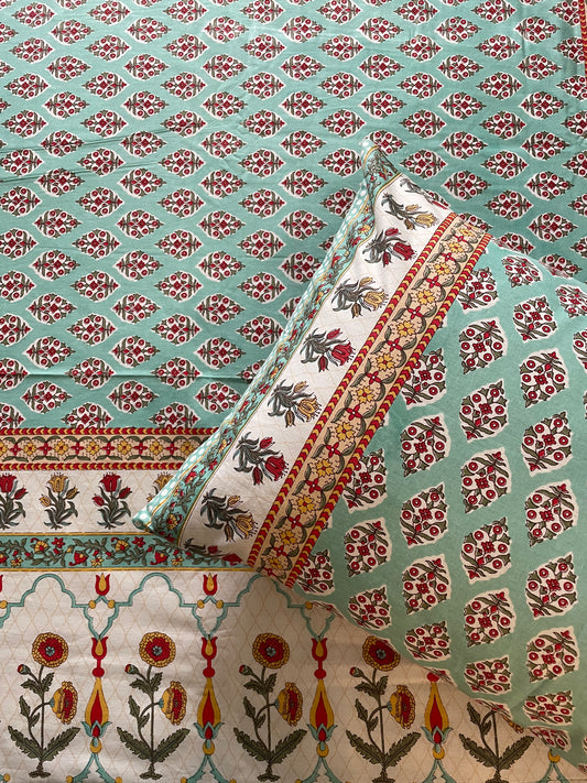 Turquoise Booti- Bedsheet