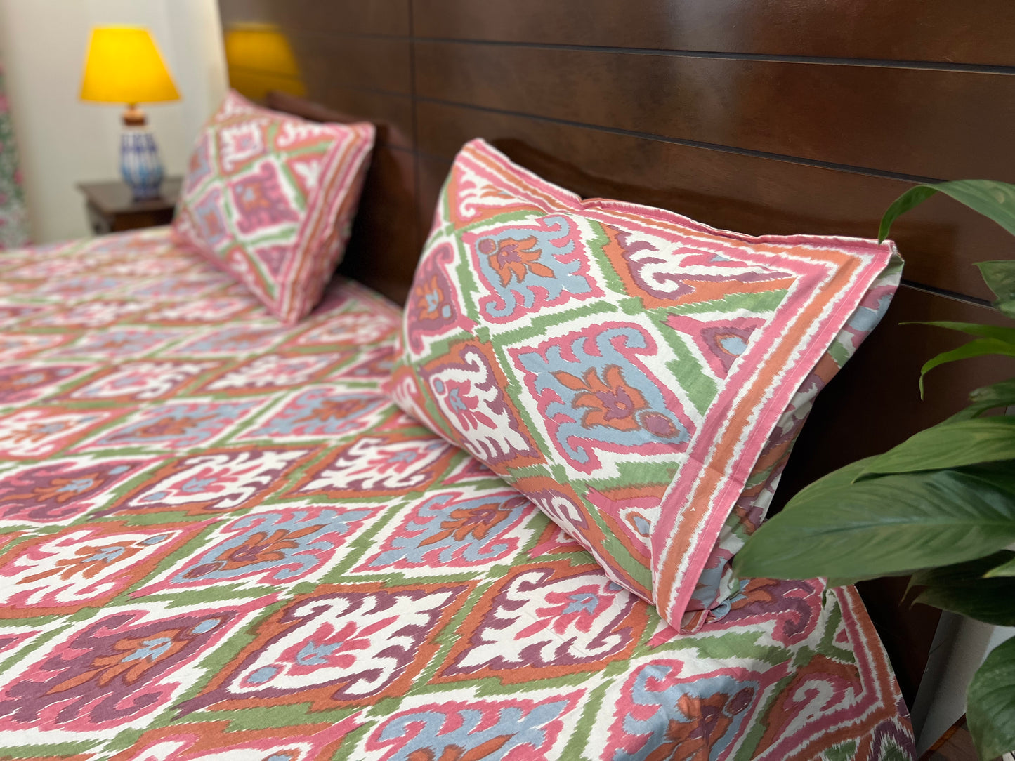 Super King Size | 108*108 inches | Pink Ikkat