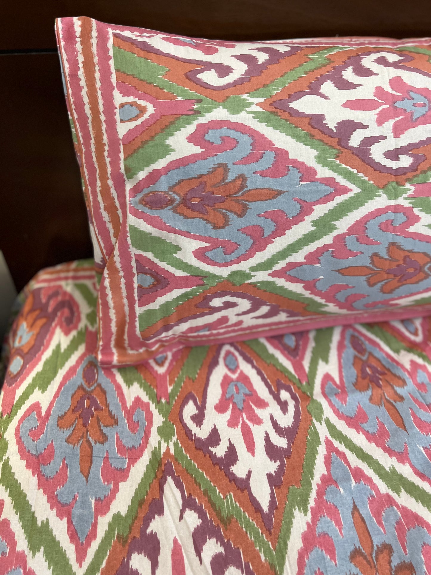 Super King Size | 108*108 inches | Pink Ikkat