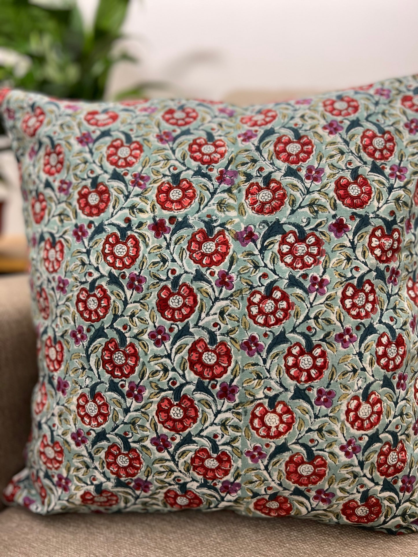 Pair | Handblock Cotton Cushion Cover  | 16*16 Inches | Phuhaar