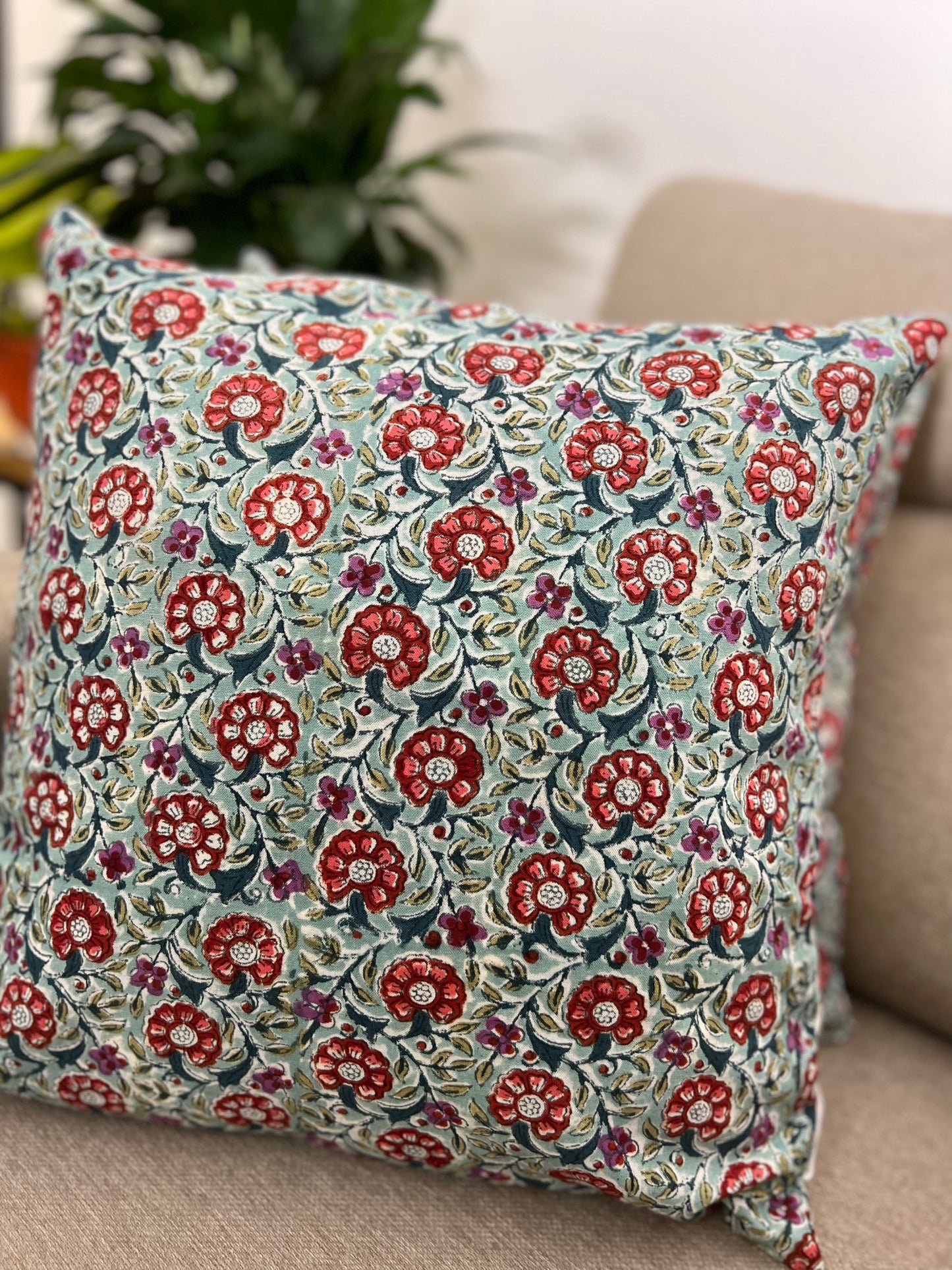 Pair | Handblock Cotton Cushion Cover  | 16*16 Inches | Phuhaar