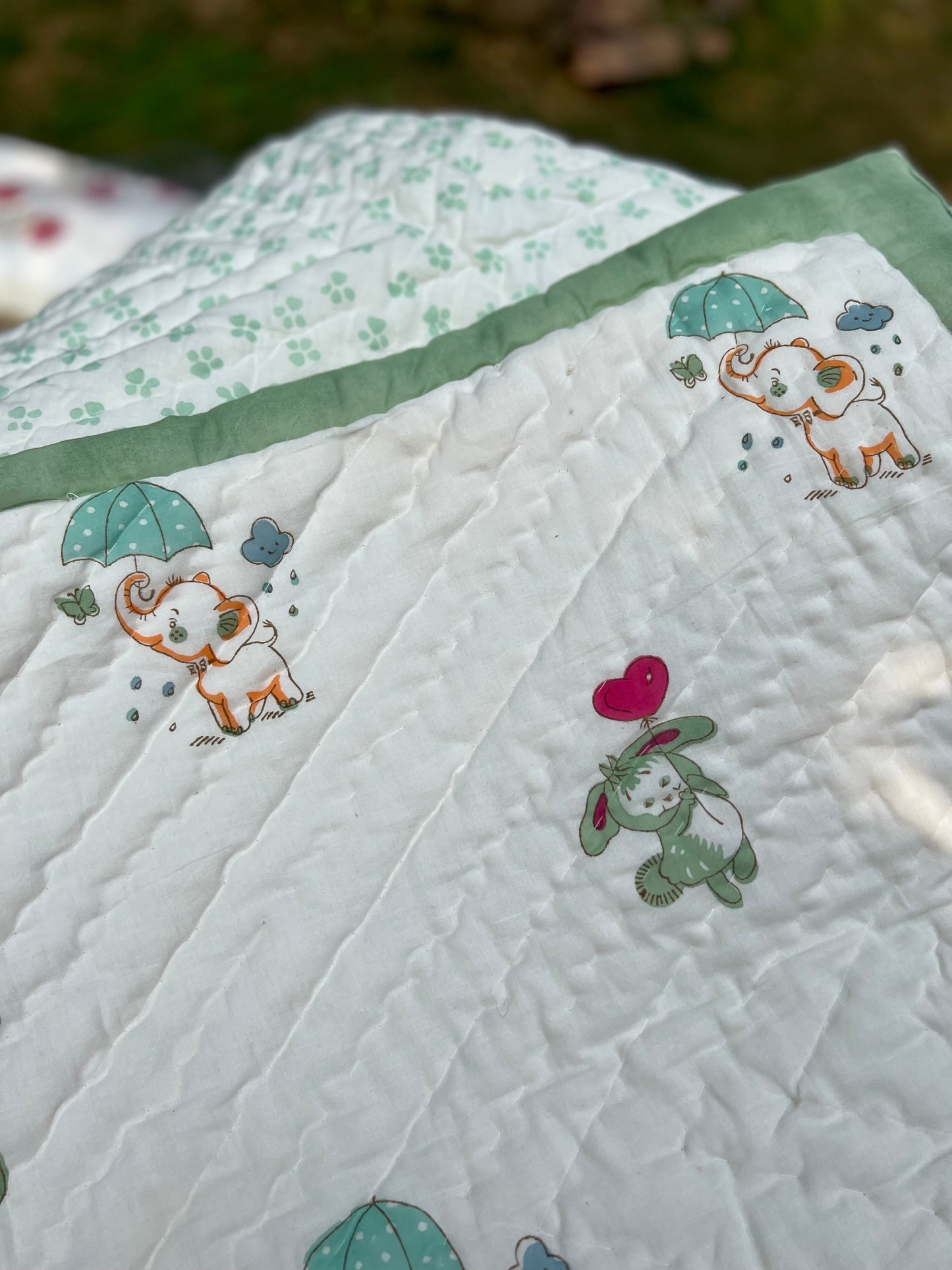 Reversible Hand Block Baby Quilt | 40*60 Inches | Lil' Paws