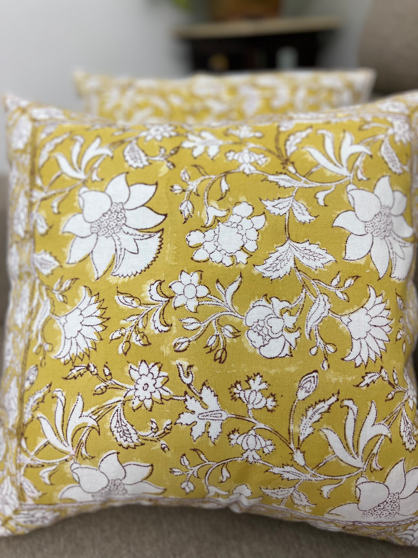 Pair - Cushion Cover | Canvas | 16*16 Inches | Light Mustard