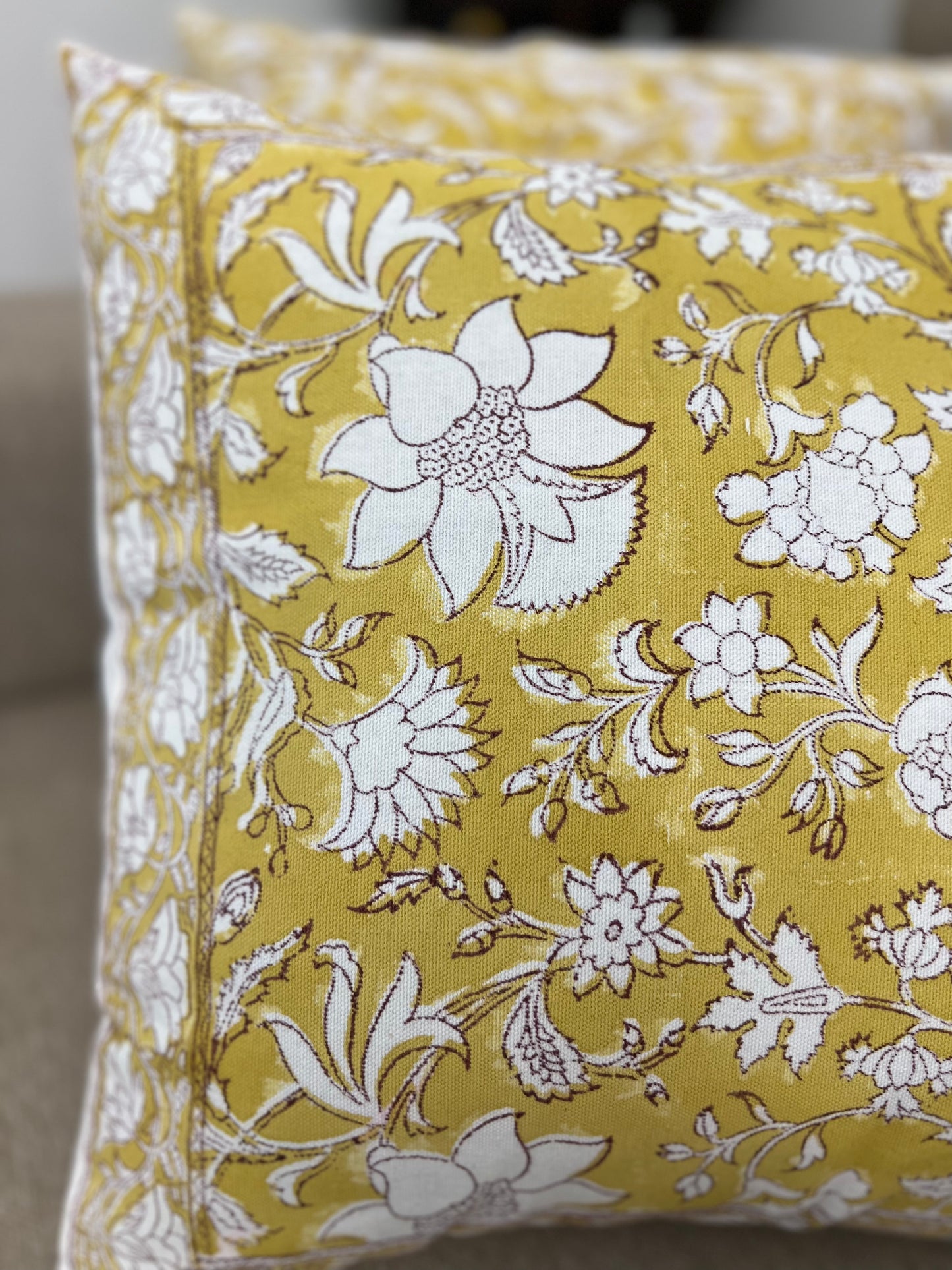 Pair - Cushion Cover | Canvas | 16*16 Inches | Light Mustard