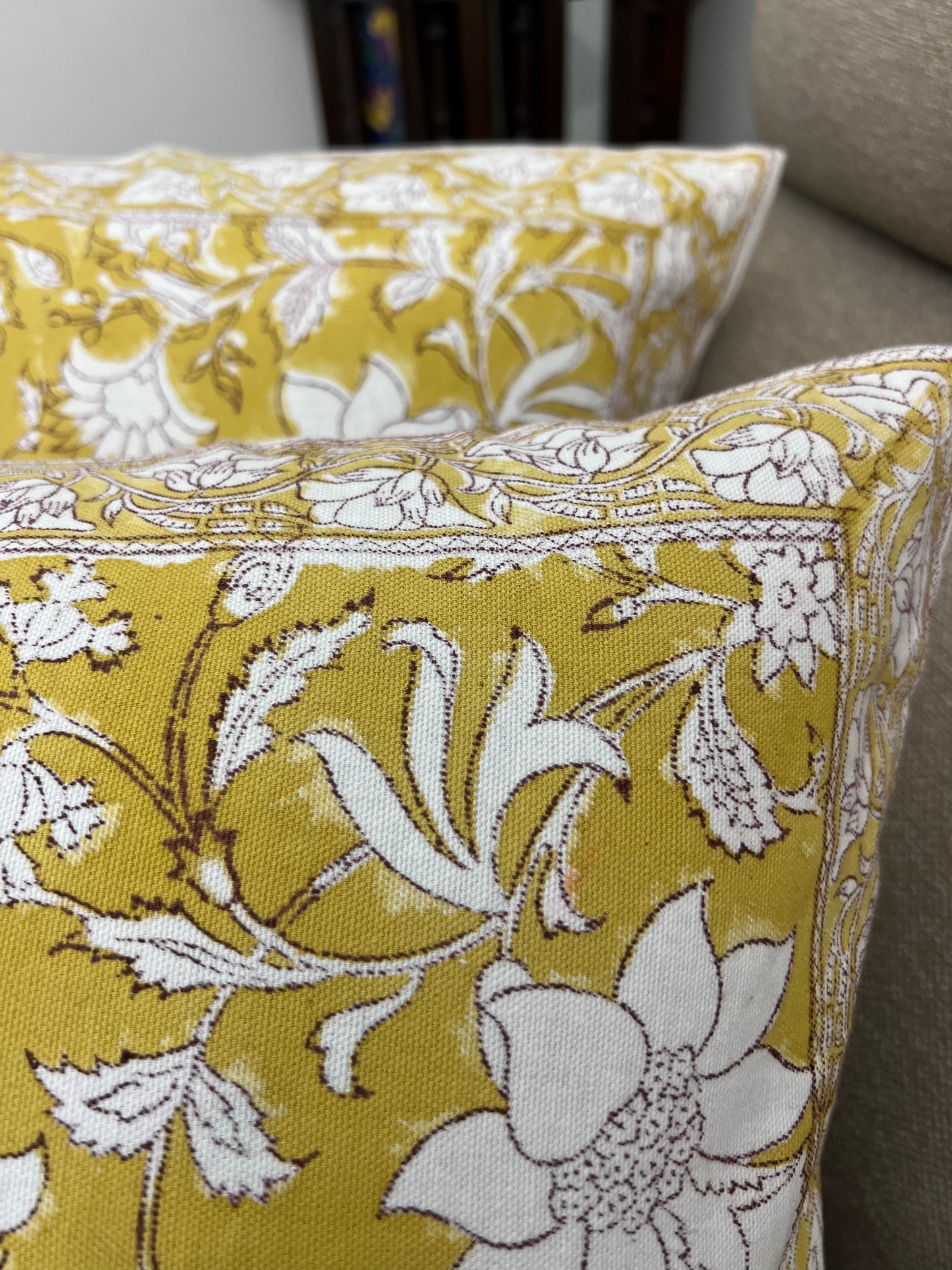 Pair - Cushion Cover | Canvas | 16*16 Inches | Light Mustard