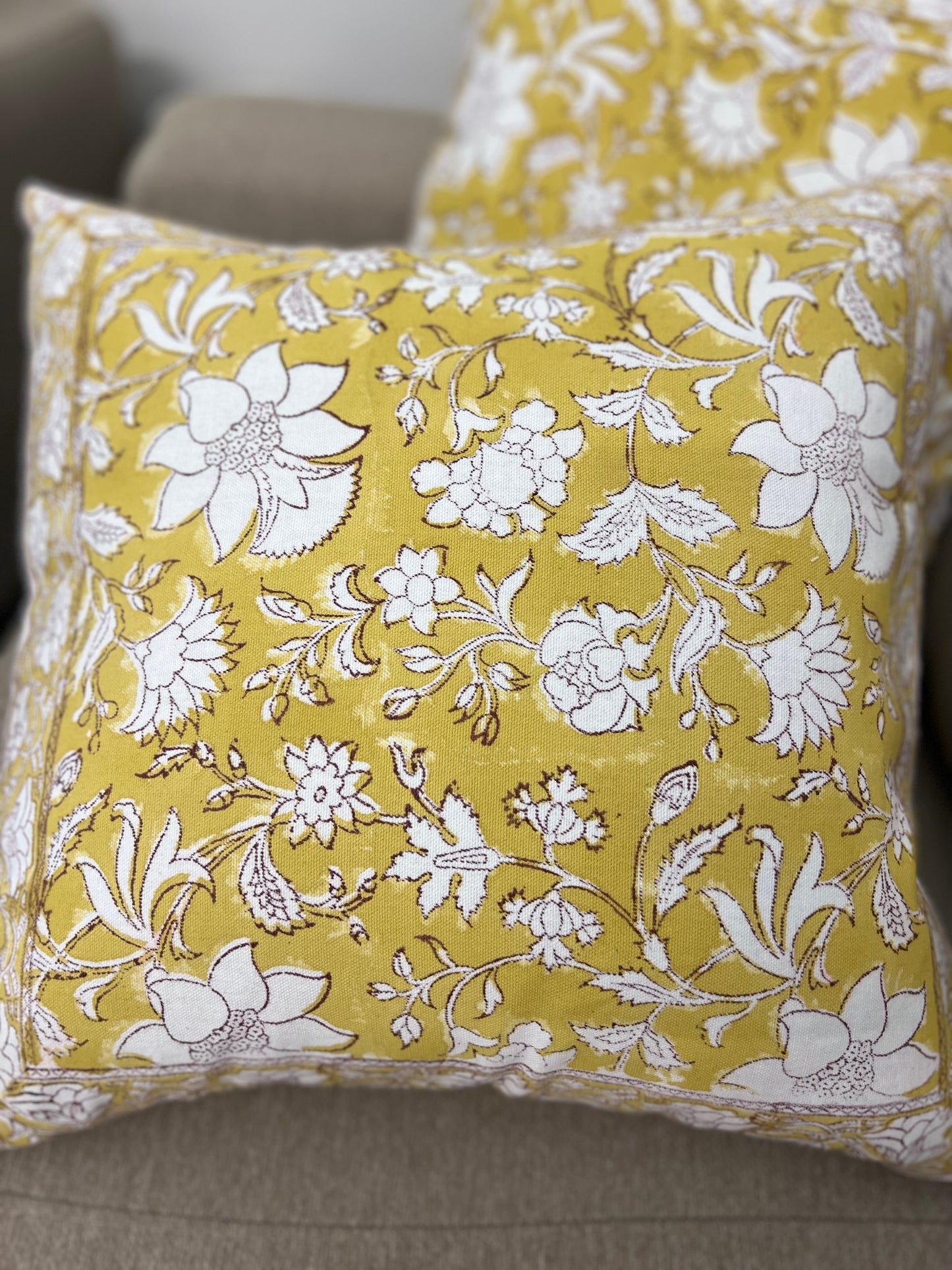 Pair - Cushion Cover | Canvas | 16*16 Inches | Light Mustard