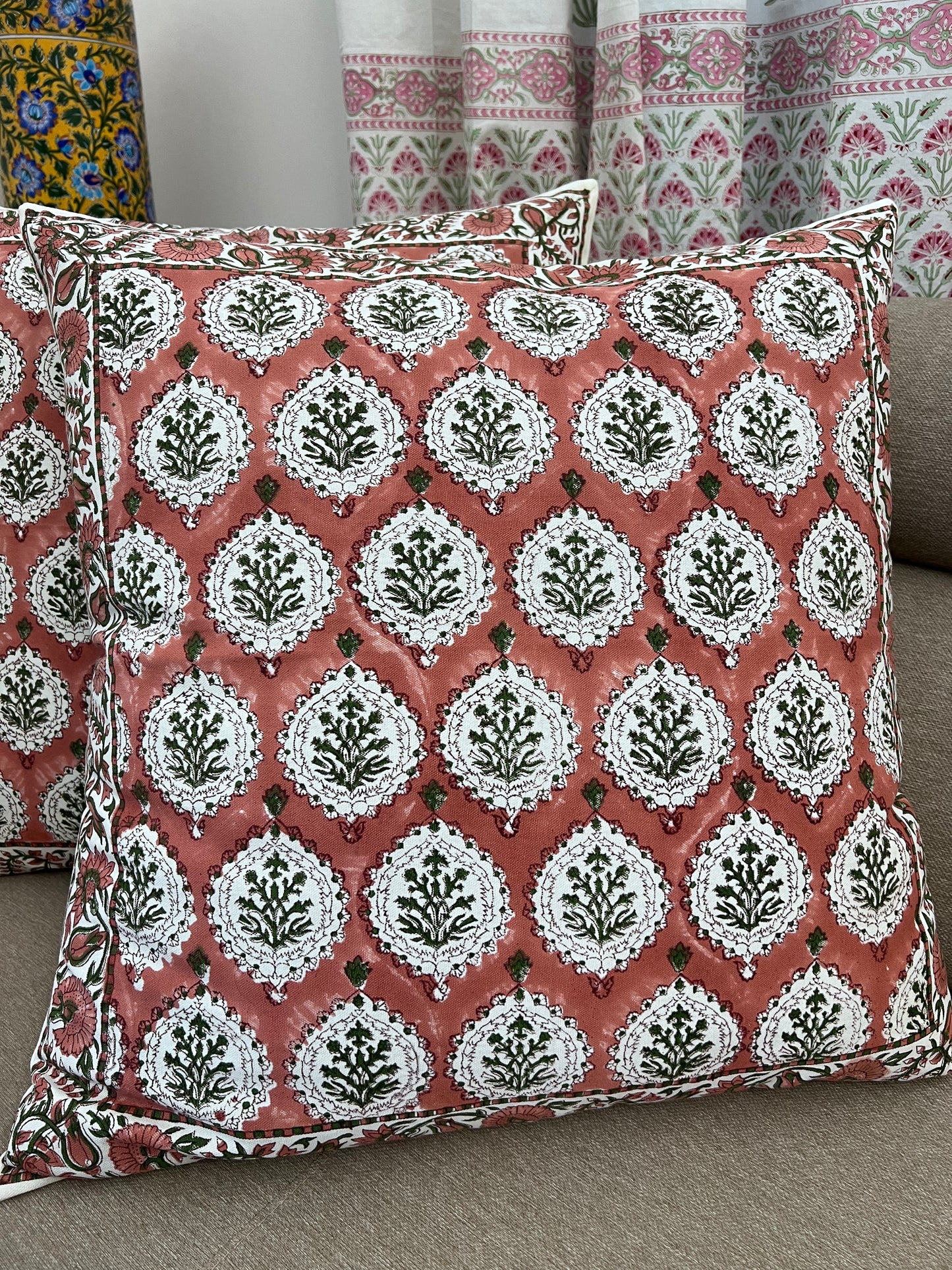 Pair | Big Size Cushion Cover | 24*24 Inches | Rust-Jaal