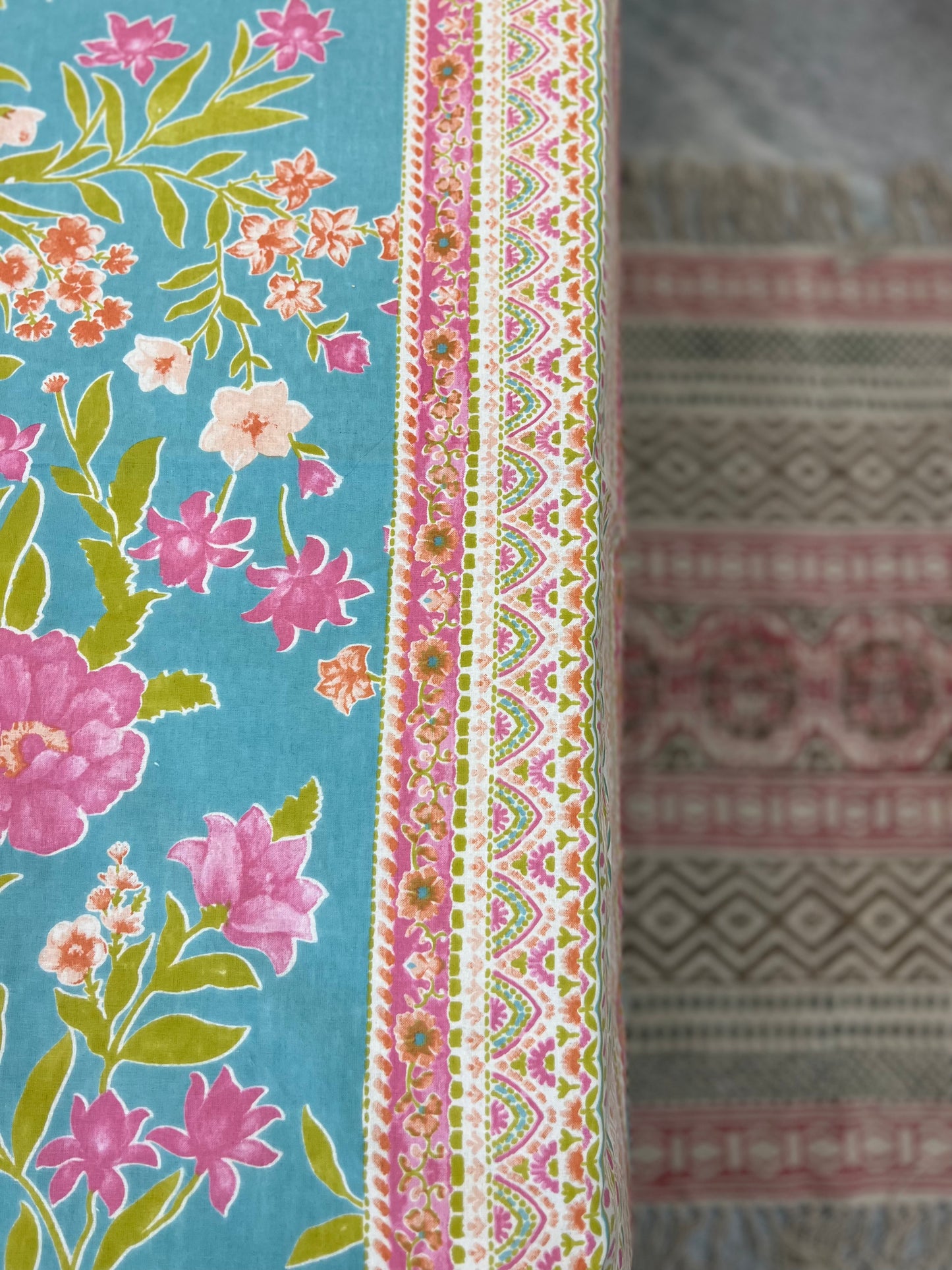 King Size Bedsheet | 90*108 Inches | Blue Floral