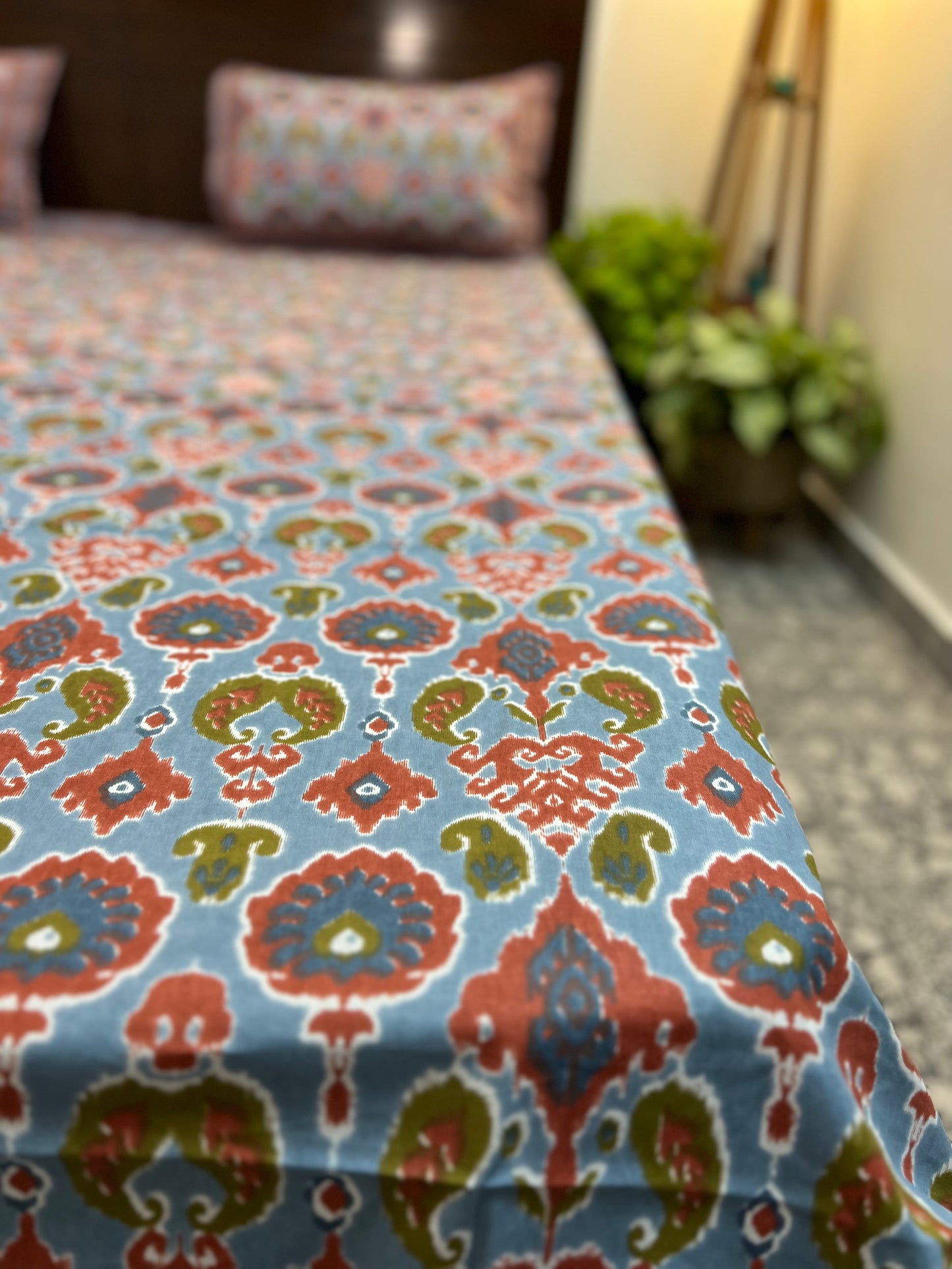 Super King Size | 108*108 inches | Rust,Grey, Green Multicoloured