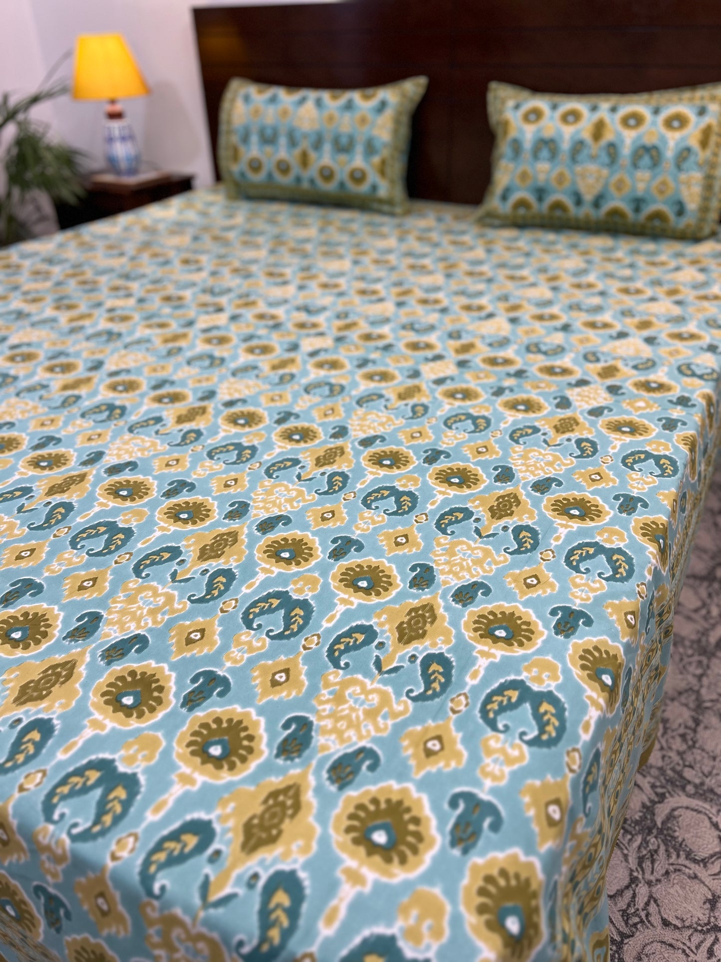 Super King Size | 108*108 inches | Dark Aqua Multicoloured