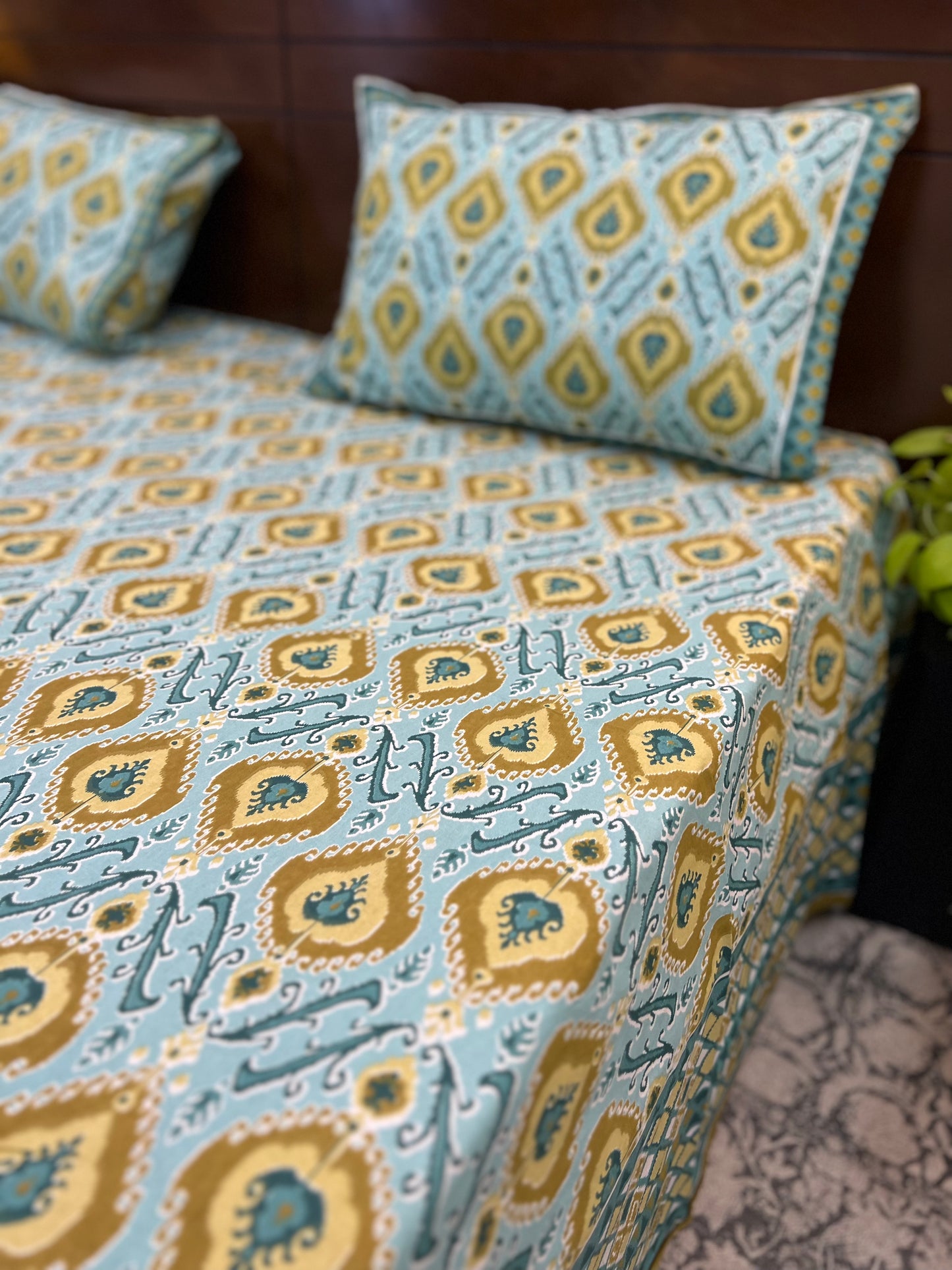 Super King Size | 108*108 inches | Light Blue Multicoloured