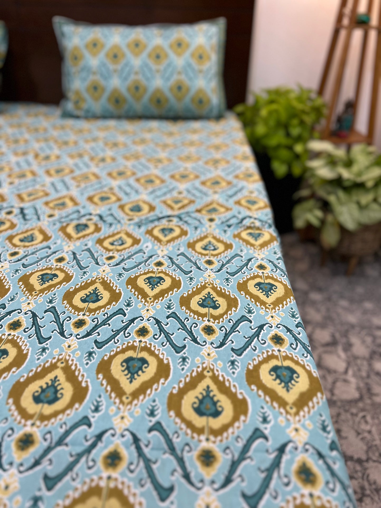 Super King Size | 108*108 inches | Light Blue Multicoloured