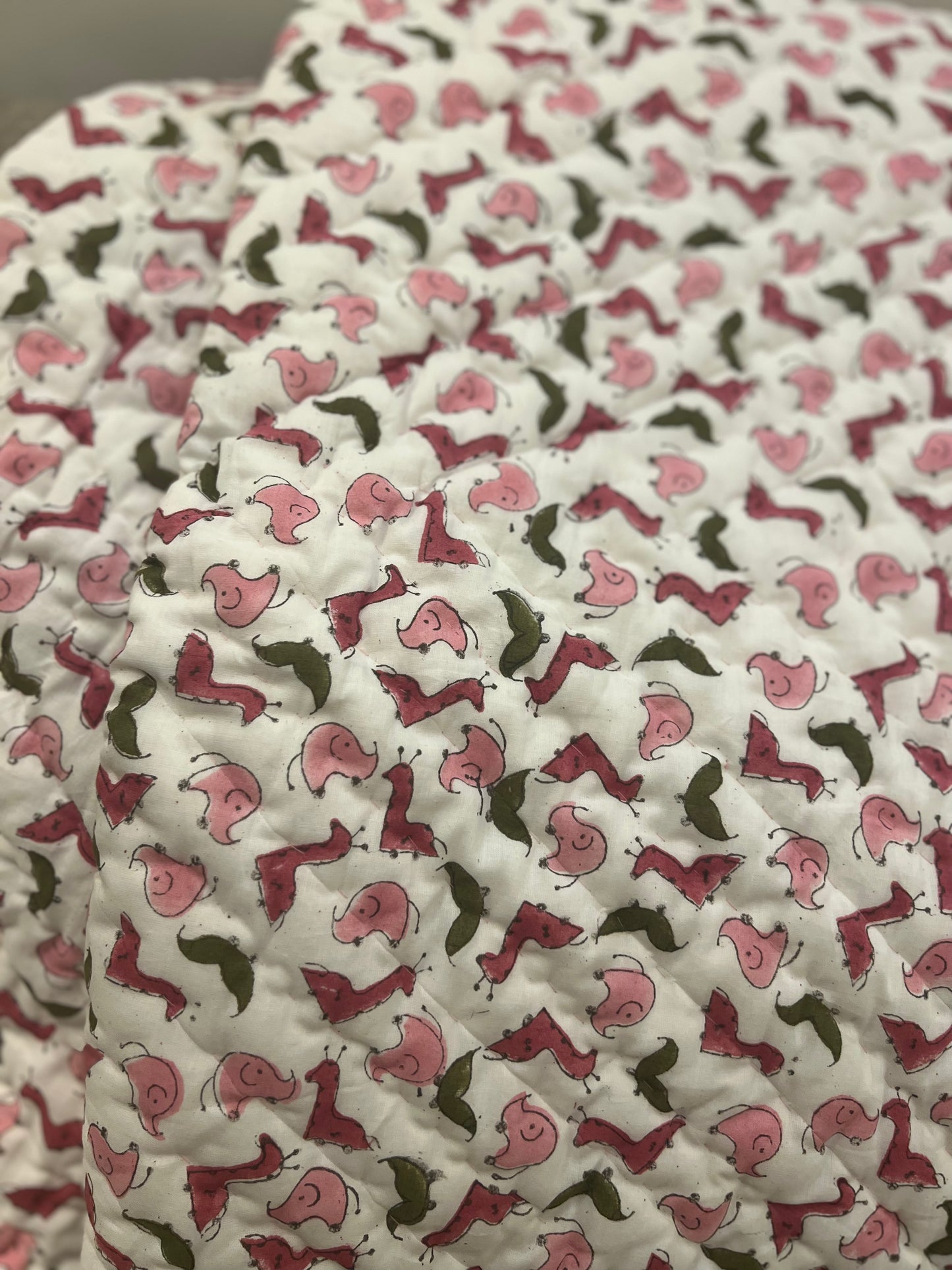 Reversible Hand Block Baby Quilt | 40*60 Inches | Earthy Dance