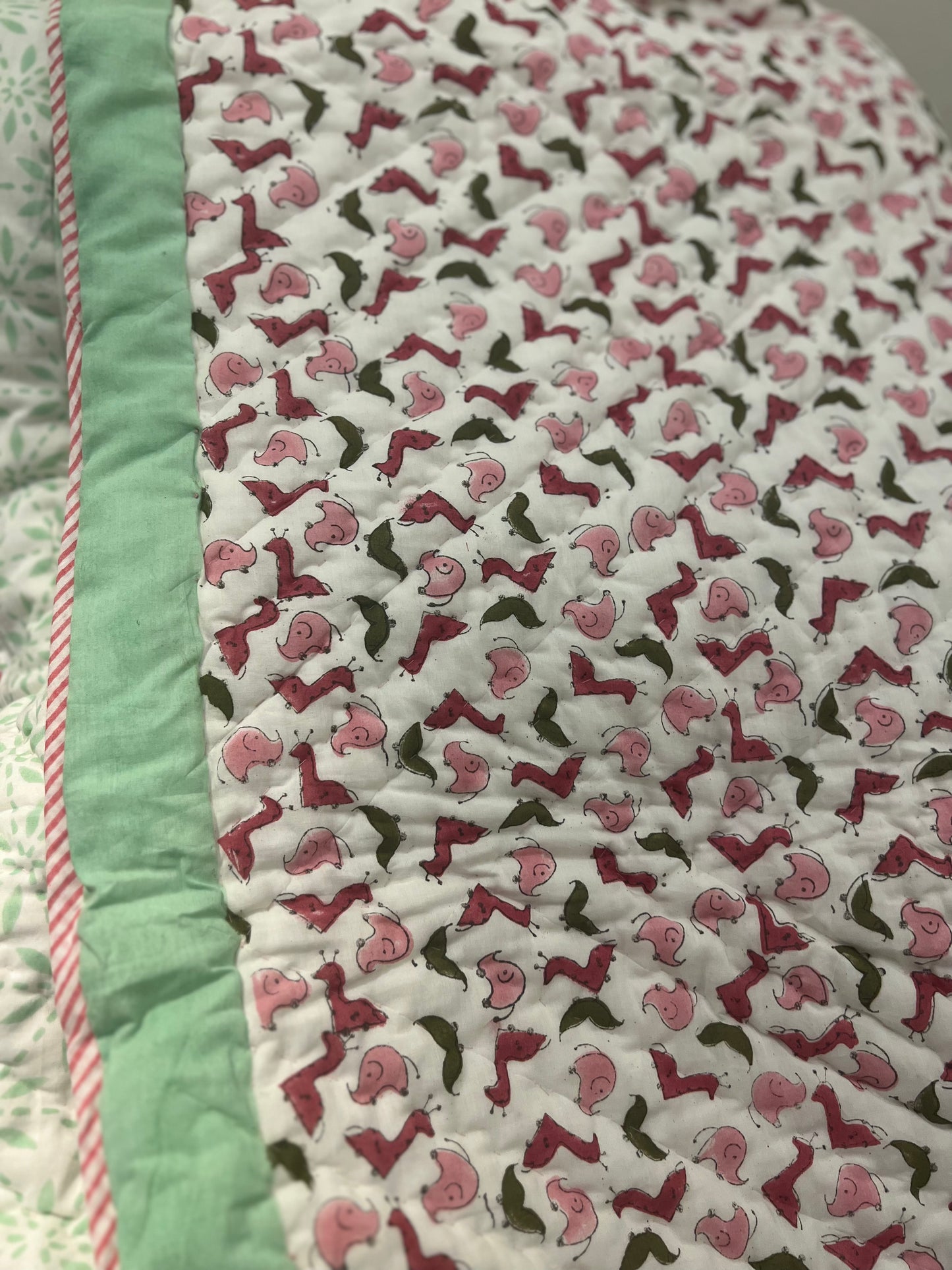 Reversible Hand Block Baby Quilt | 40*60 Inches | Earthy Dance