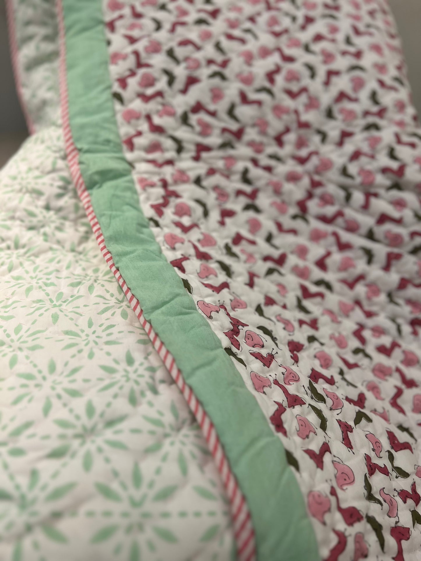 Reversible Hand Block Baby Quilt | 40*60 Inches | Earthy Dance