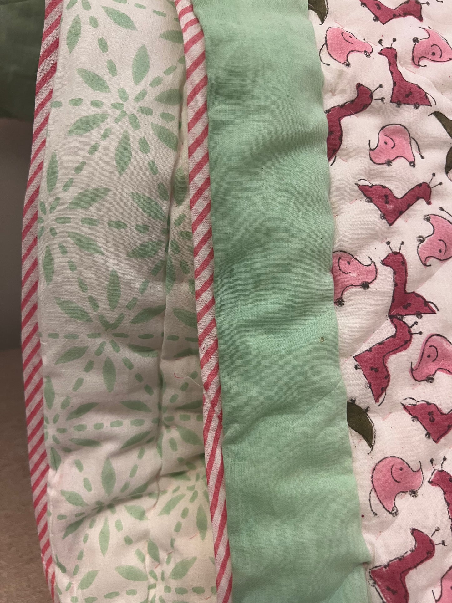 Reversible Hand Block Baby Quilt | 40*60 Inches | Earthy Dance