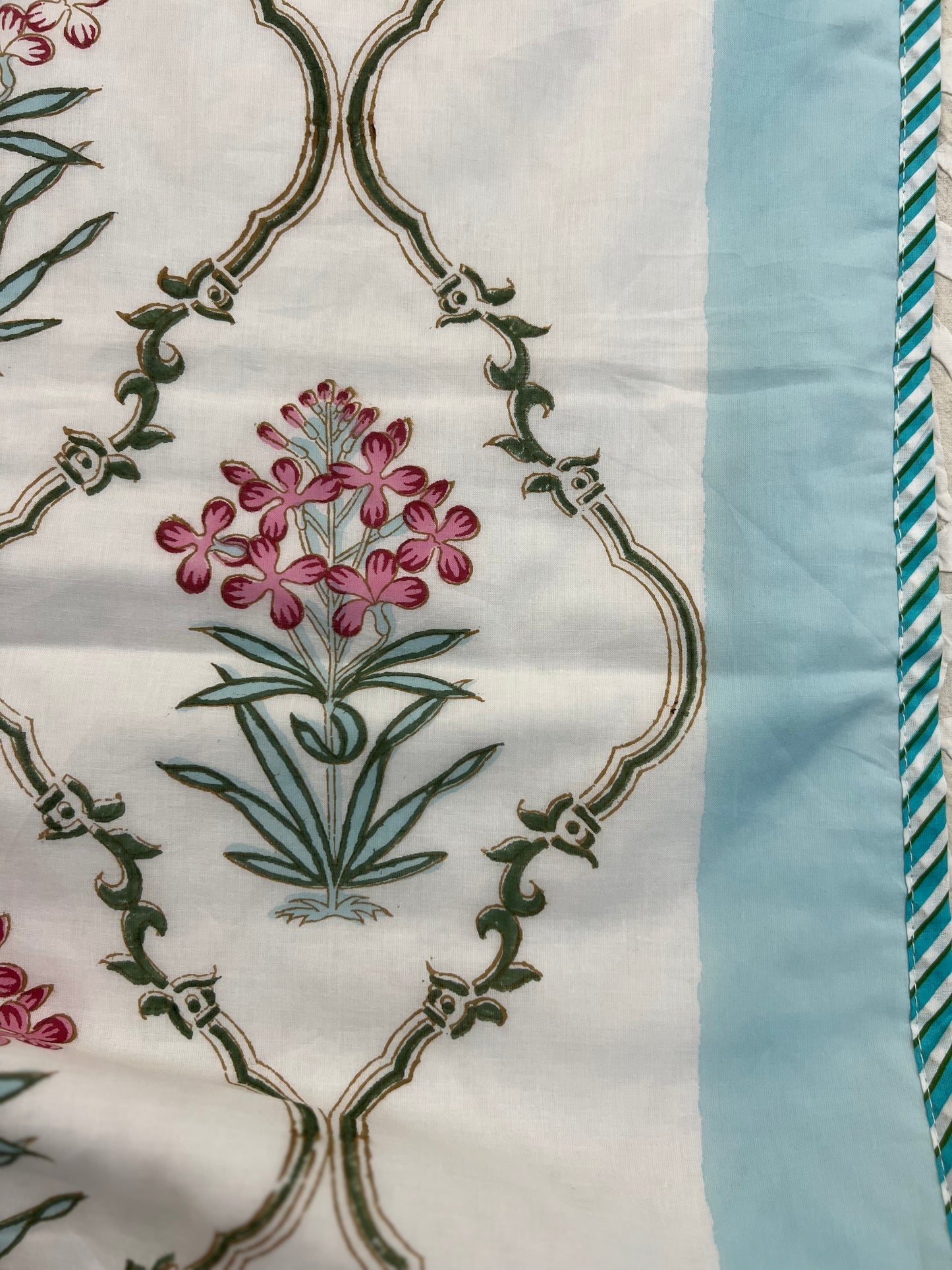 Reversible Hand Block Dohar | Single Size | 60*90 Inches | Aqua Jaal