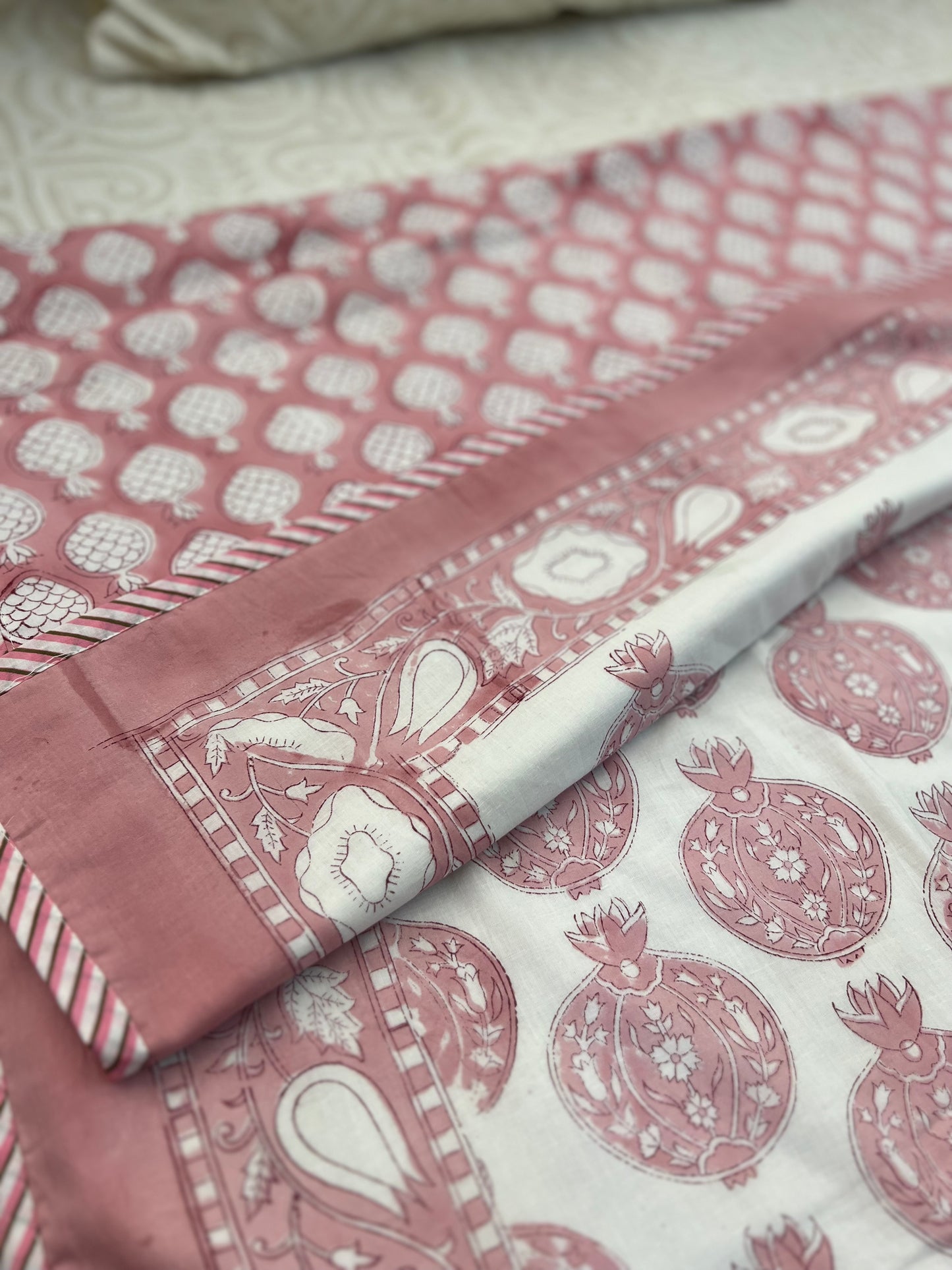 Reversible Hand Block Dohar | Single Size | 60*90 Inches | Pomegranate