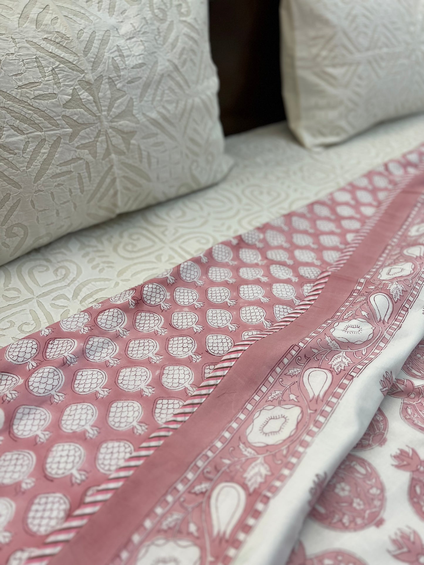 Reversible Hand Block Dohar | Single Size | 60*90 Inches | Pomegranate