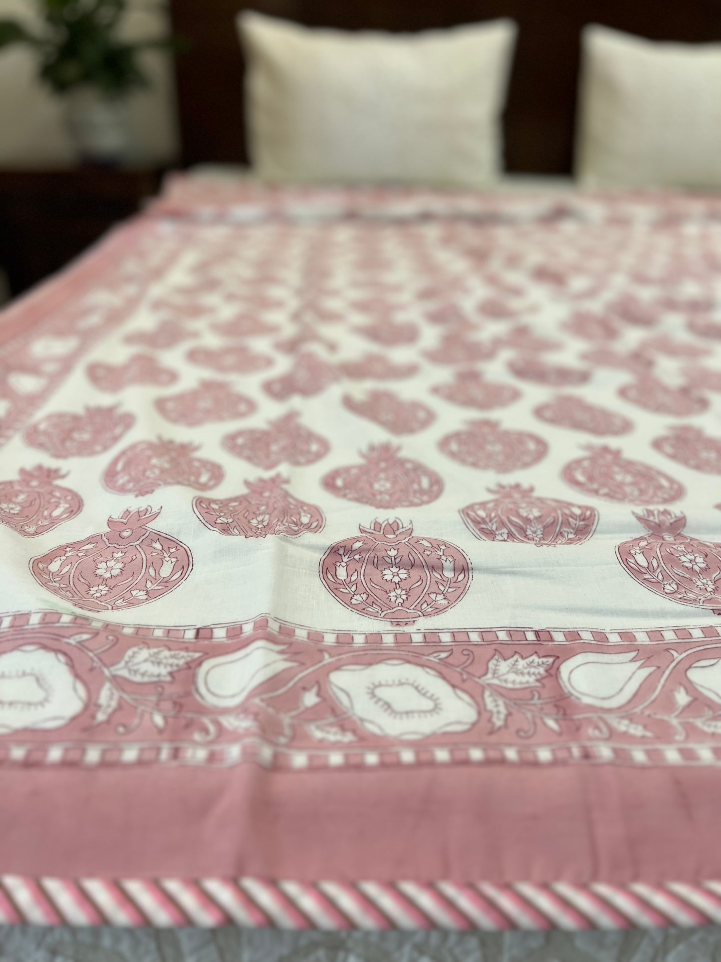 Reversible Hand Block Dohar | Single Size | 60*90 Inches | Pomegranate