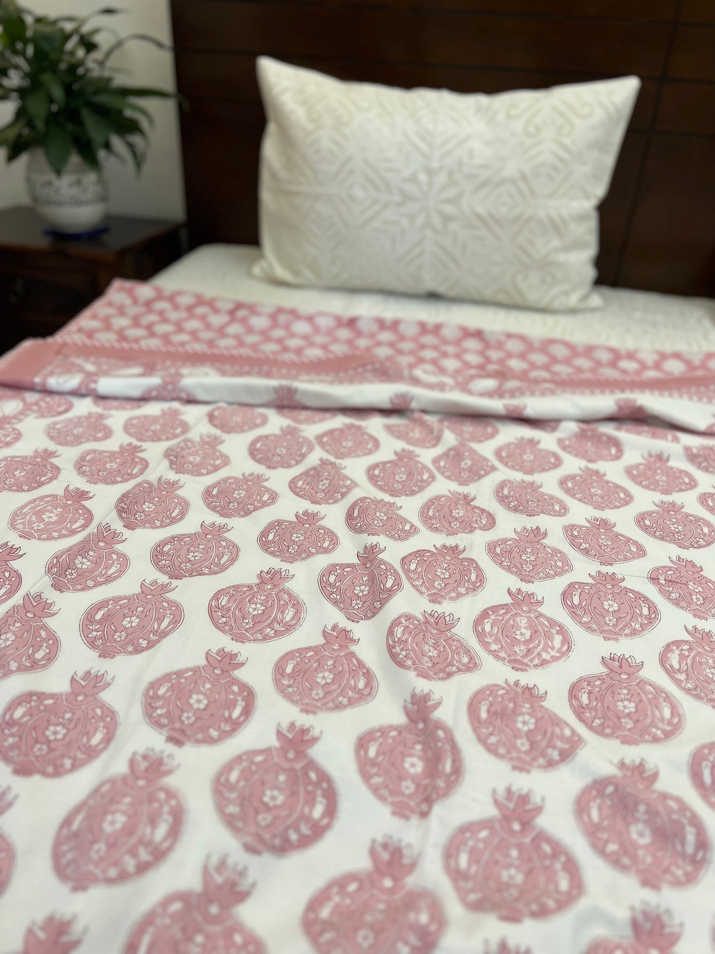 Reversible Hand Block Dohar | Single Size | 60*90 Inches | Pomegranate