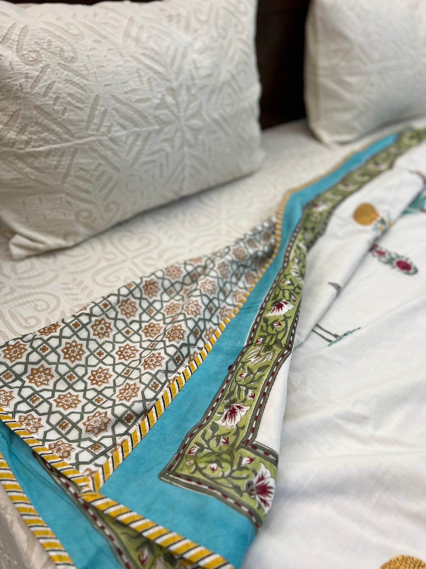 Reversible Hand Block Dohar | Single Size | 60*90 Inches | Yellow Poppy