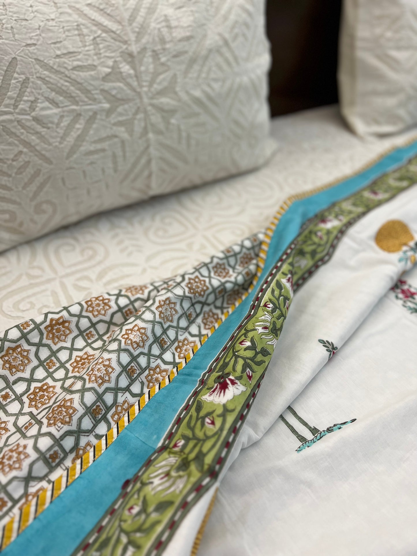 Reversible Hand Block Dohar | Single Size | 60*90 Inches | Yellow Poppy