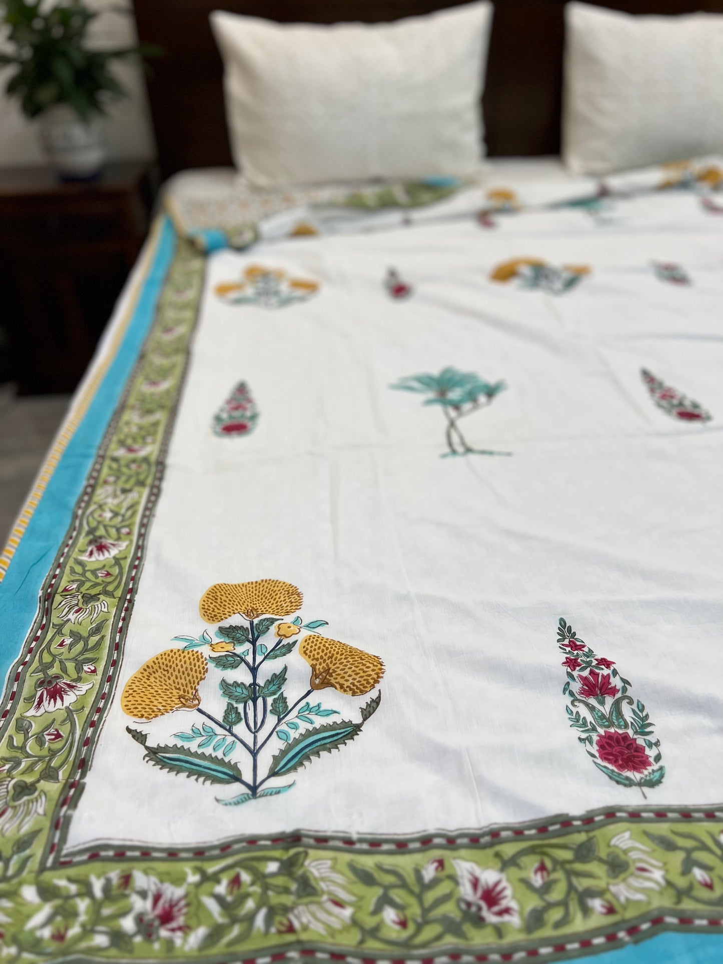 Reversible Hand Block Dohar | Single Size | 60*90 Inches | Yellow Poppy