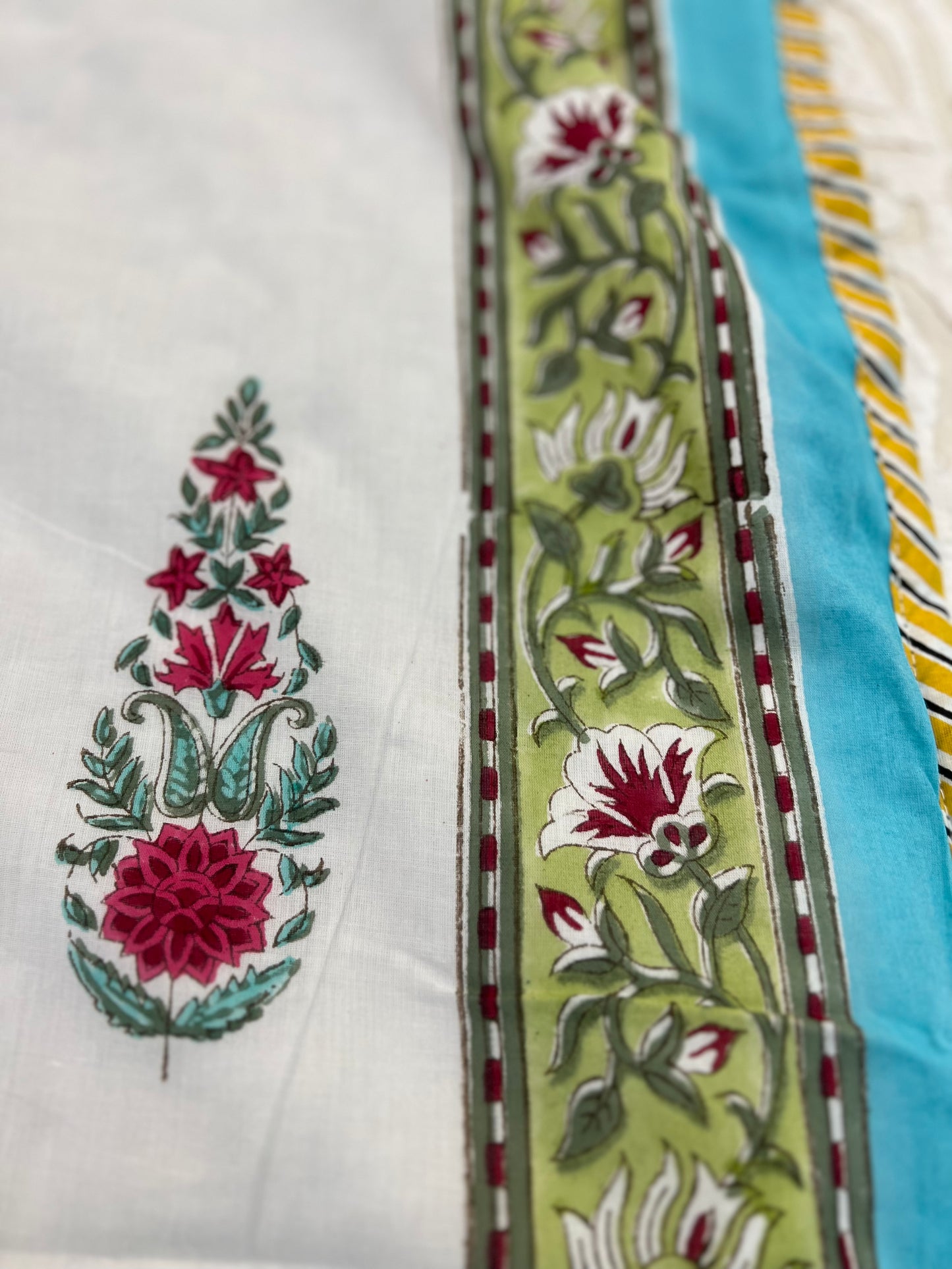 Reversible Hand Block Dohar | Single Size | 60*90 Inches | Yellow Poppy