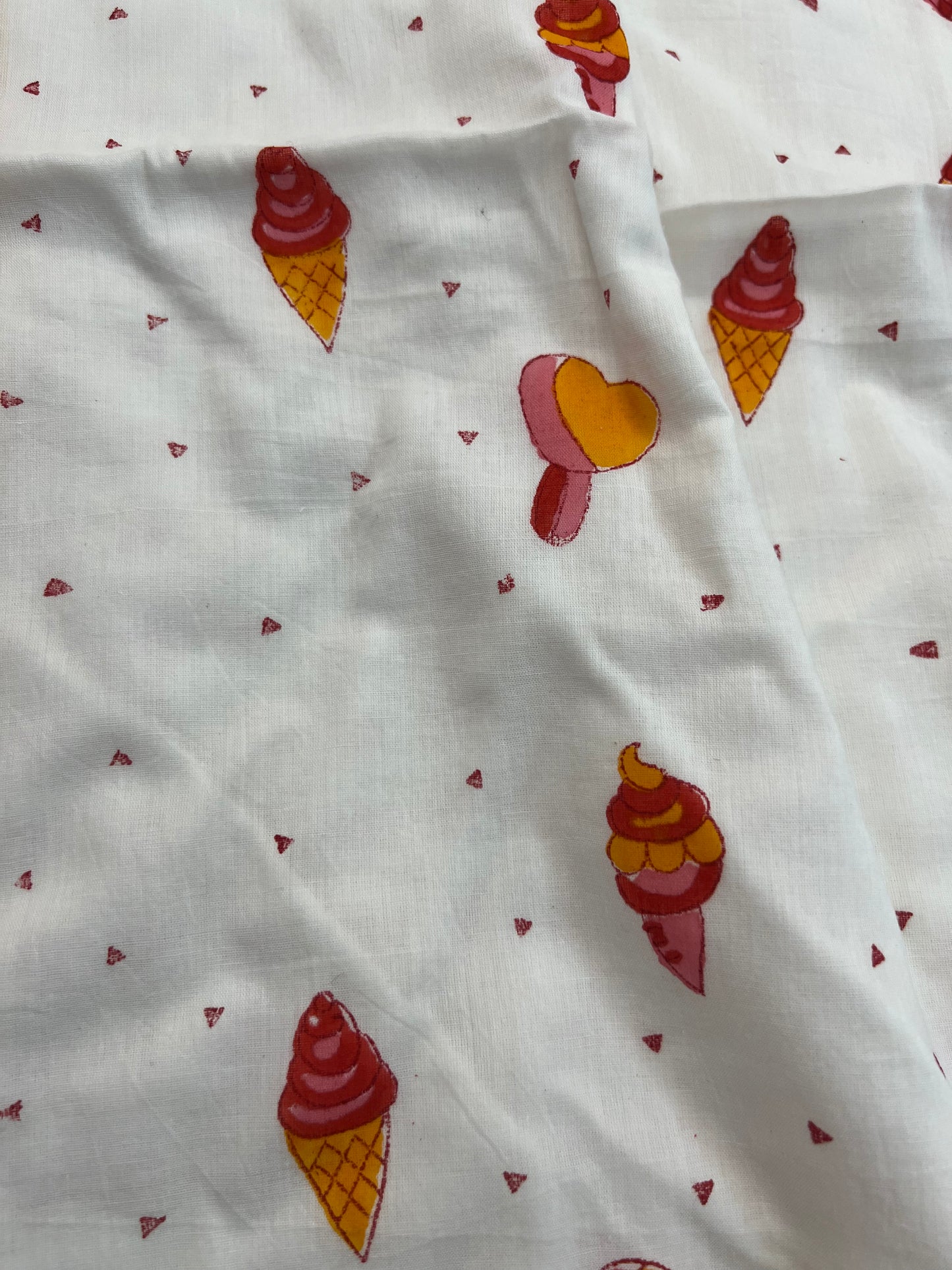 Reversible Hand Block Organic Cotton Dohar | Single Size | 60*90 Inches | Icecreams