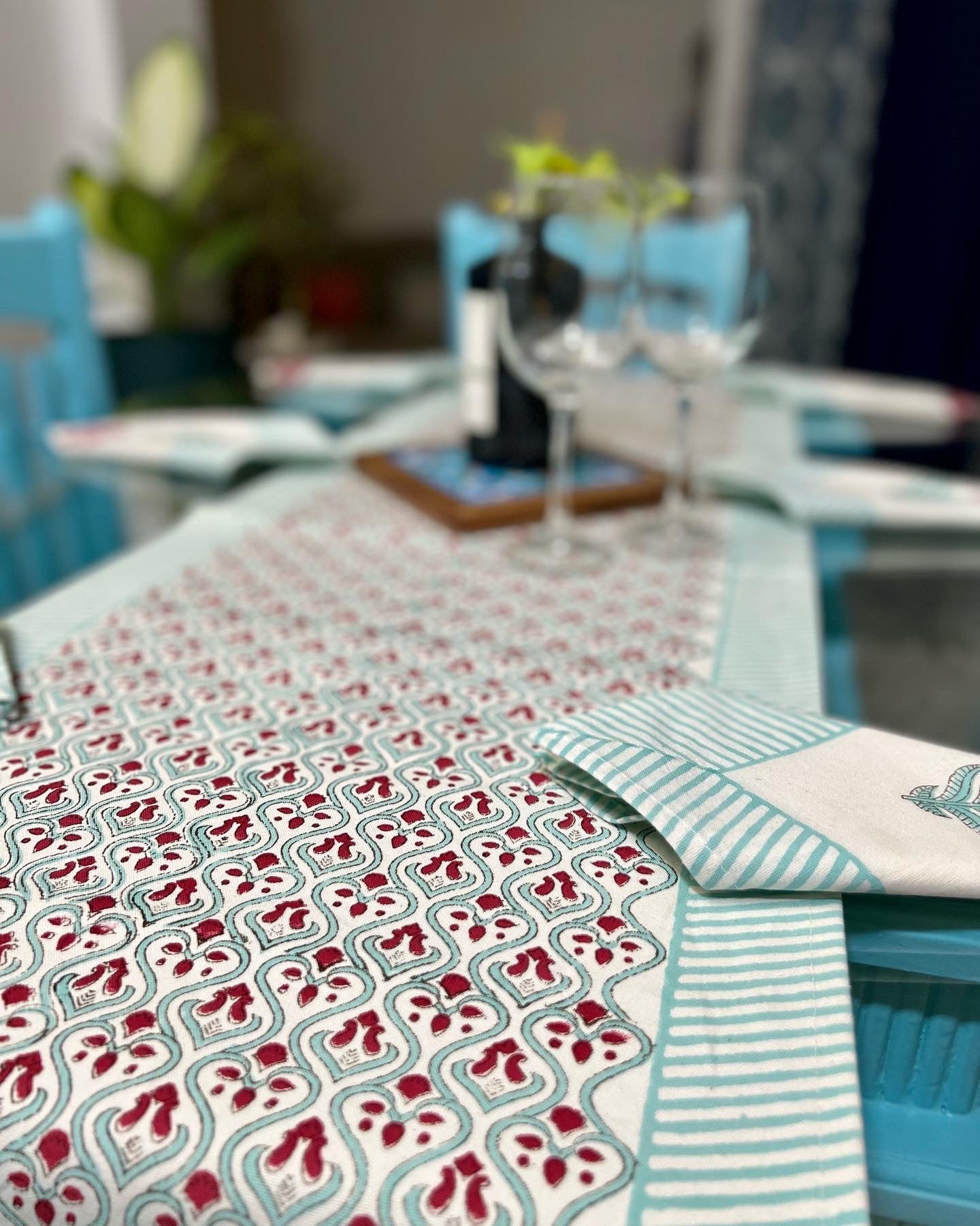 Table Runner | Mat & Napkins | 6 Seater | Sage