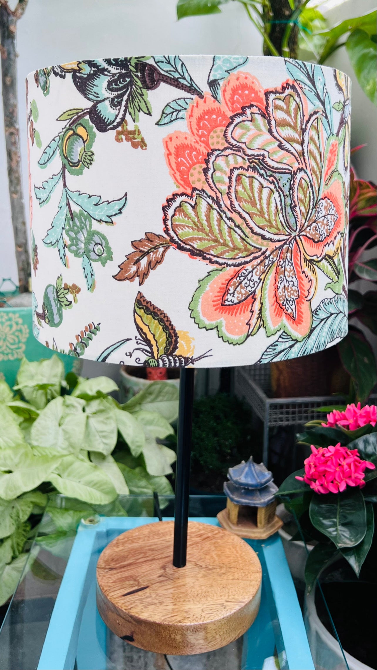 Lamp - White & Peach Floral